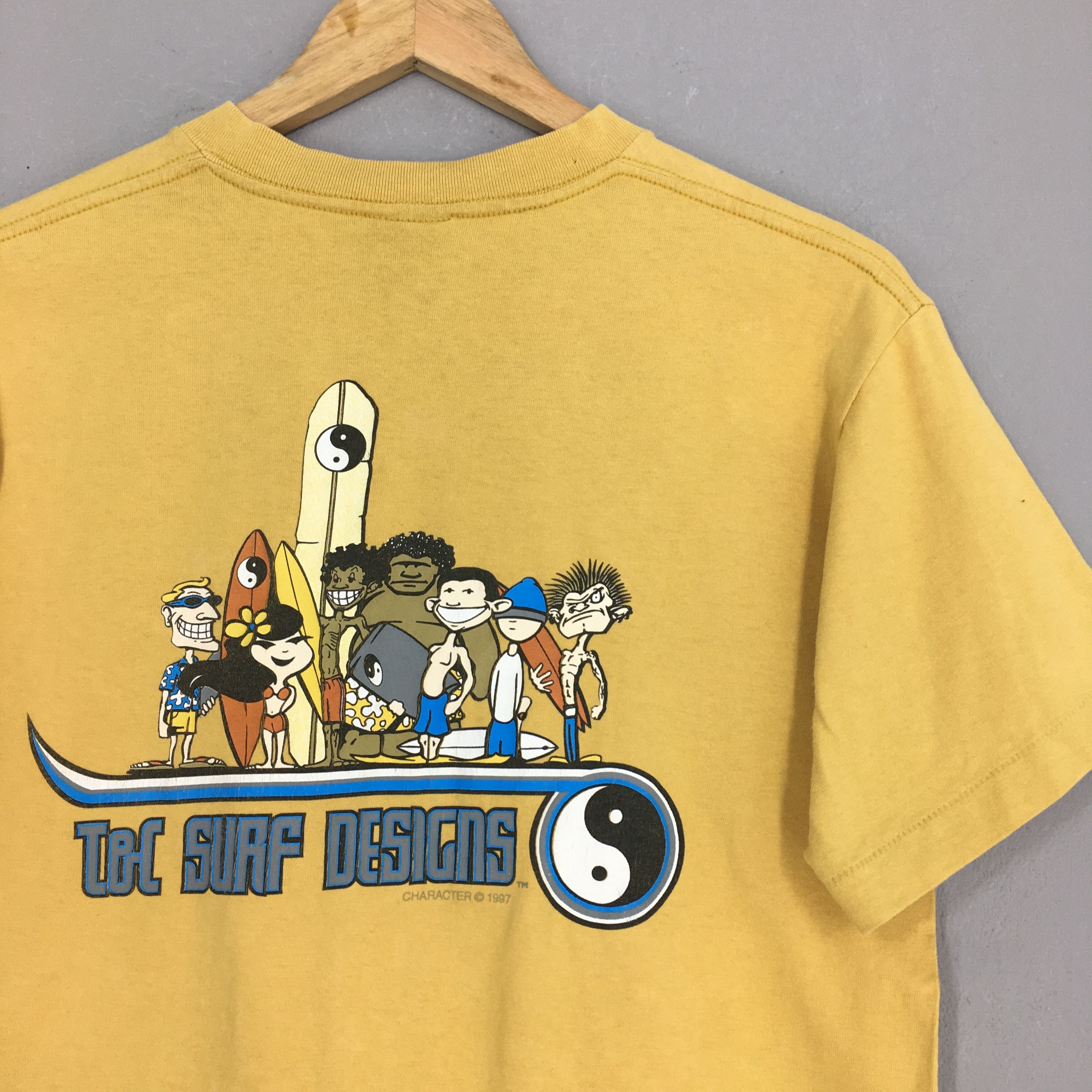 Vintage Vintage T&C Surf Designs Yin Yang Surfing Mustard T shirt Size US M / EU 48-50 / 2 - 6 Thumbnail