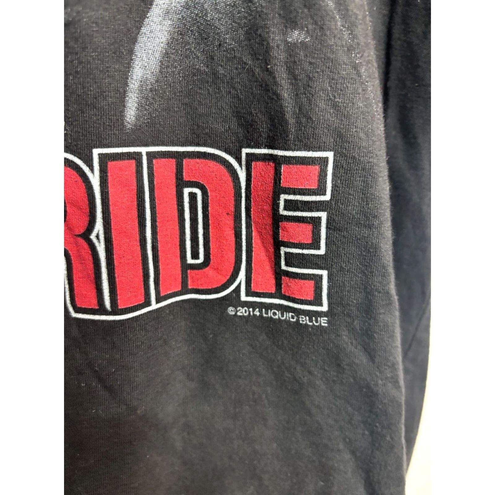Liquid Blue Liquid Blue 2014 Biker T-Shirt Mens 3XL Black Skull on Motorcycle Shirt Size US XXL / EU 58 / 5 - 3 Thumbnail