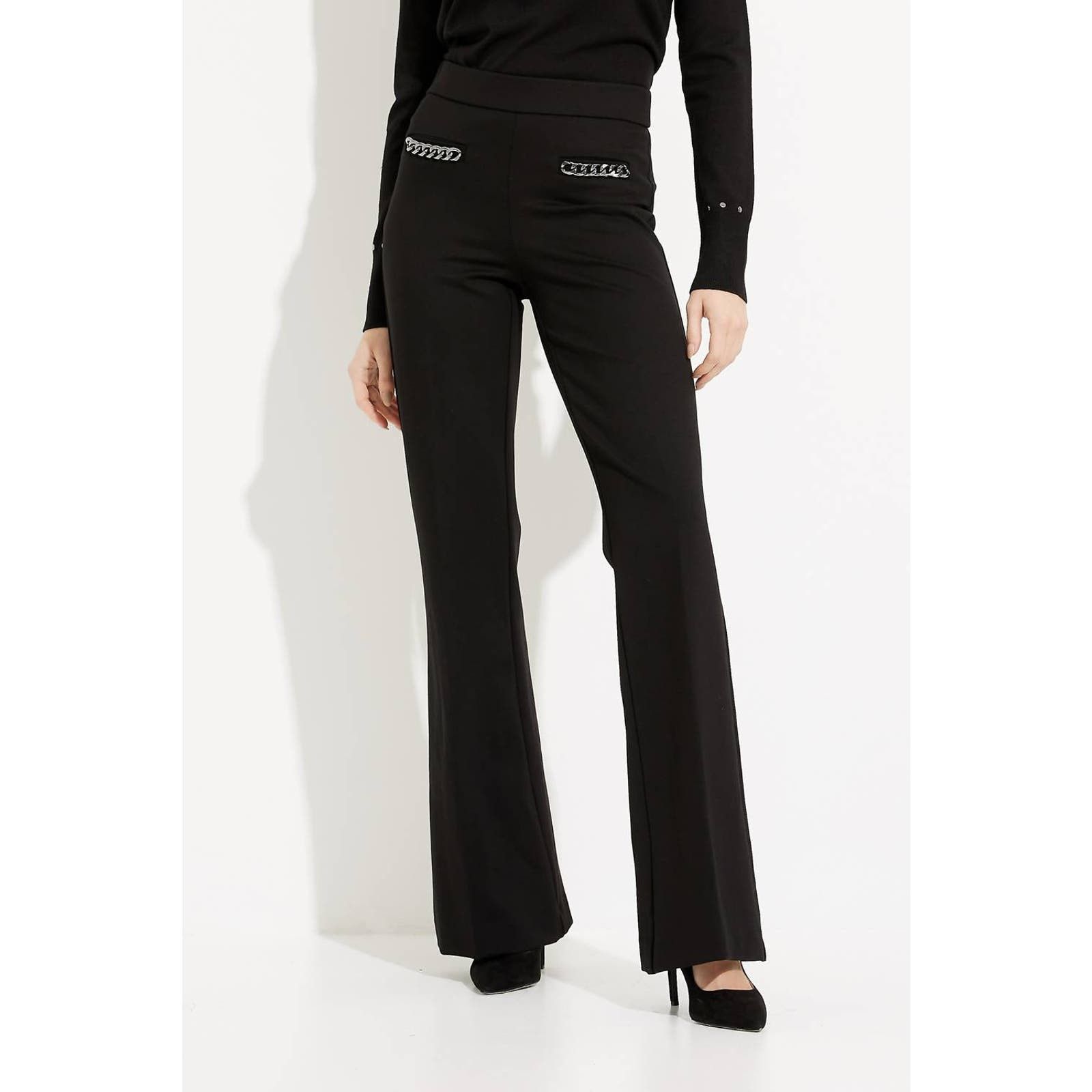 Joseph Ribkoff Black Velvet Flared Pull-On Pants 234289 Col 11 main image 1
