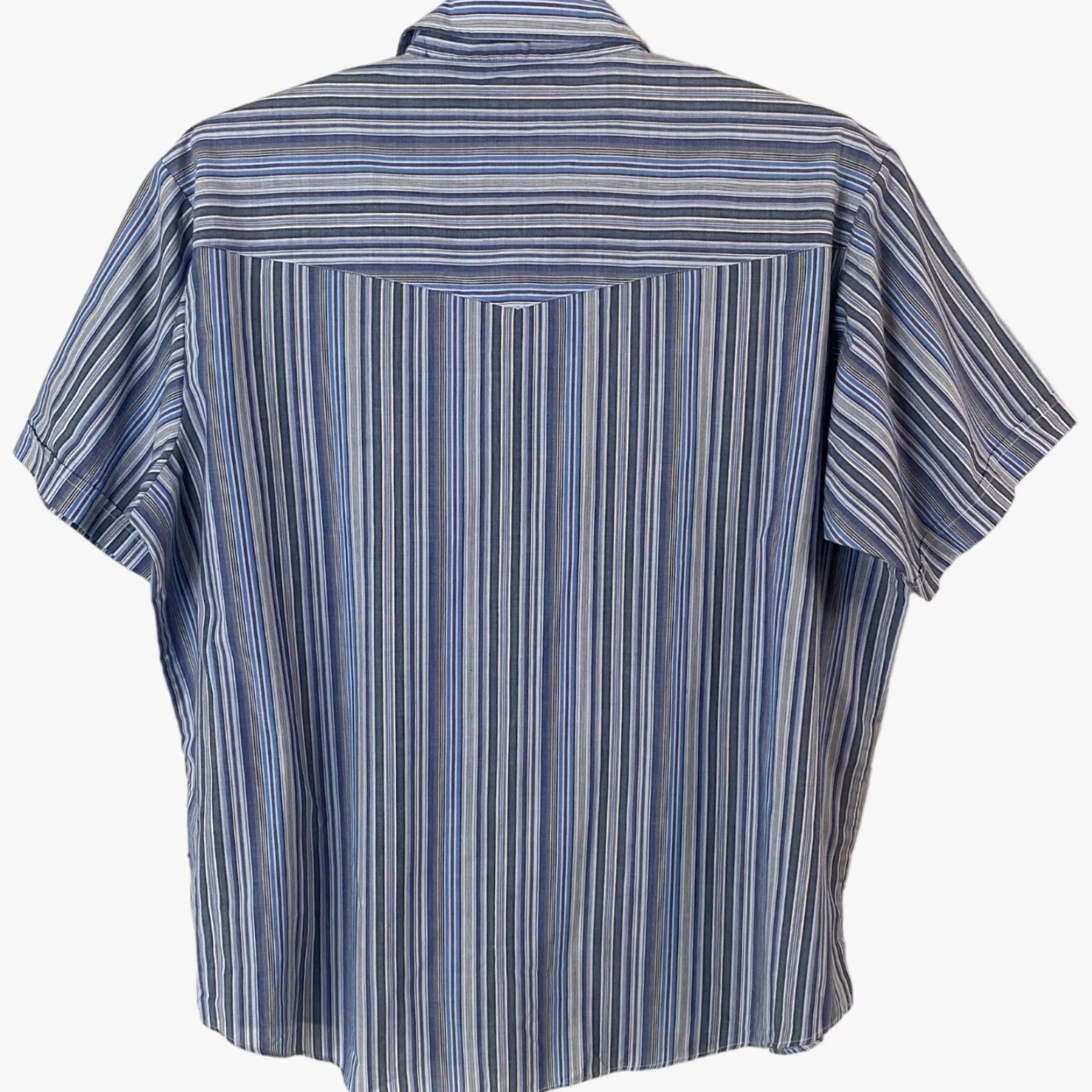 Vintage VINTAGE Plains Western Snap Button-Up Short-Sleeve Shirt Blue Multi-Stripe Men 2X Big & Tall Button-Up Shirt Size US XXL / EU 58 / 5 - 3 Thumbnail