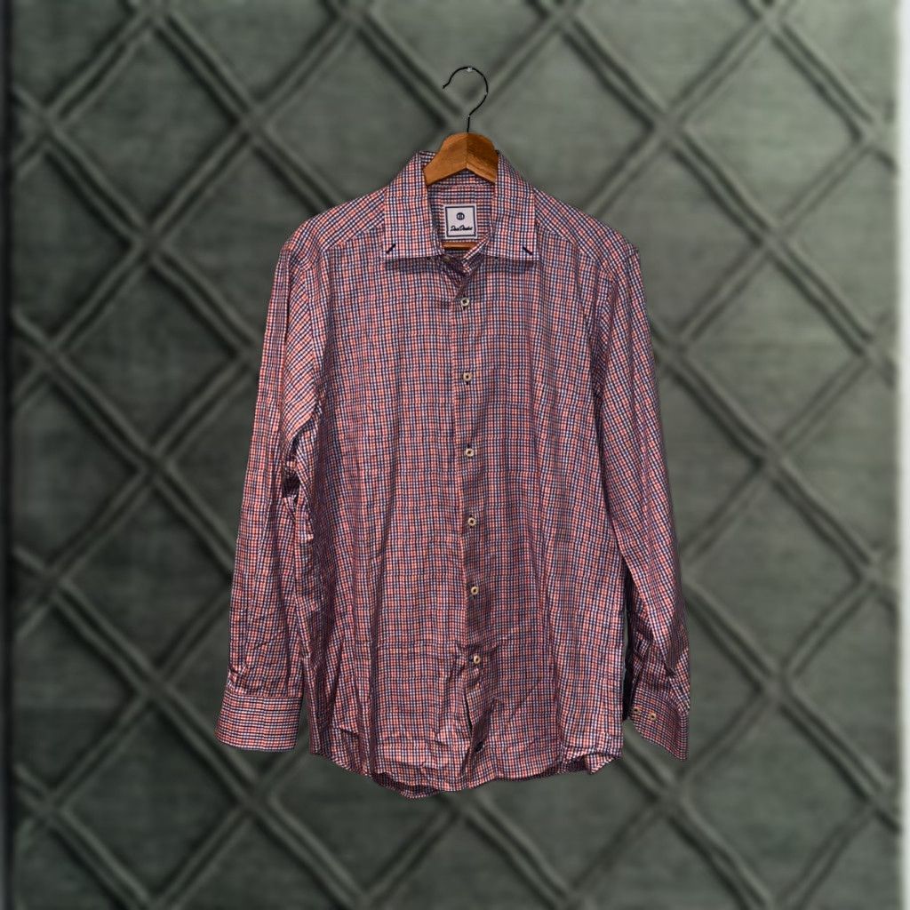 David Donahue David Donahue Toast Brushed Plaid Shirt Mens M Cotton Twill Button-Up Long Sleeve Shirt Multicolor Open Collar M Size US M / EU 48-50 / 2 - 1 Thumbnail