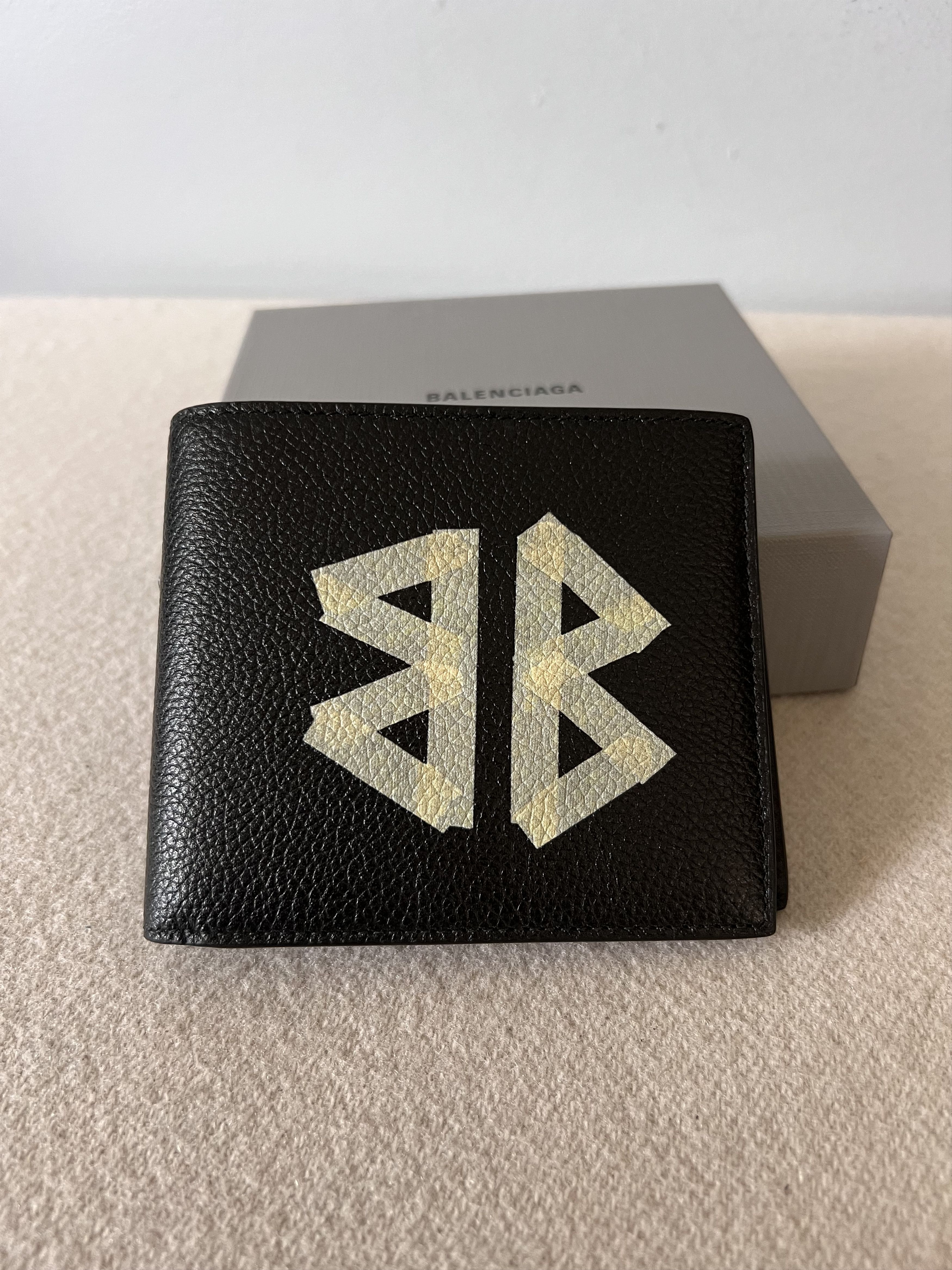Balenciaga Tape Logo Cash Bifold Wallet in Black