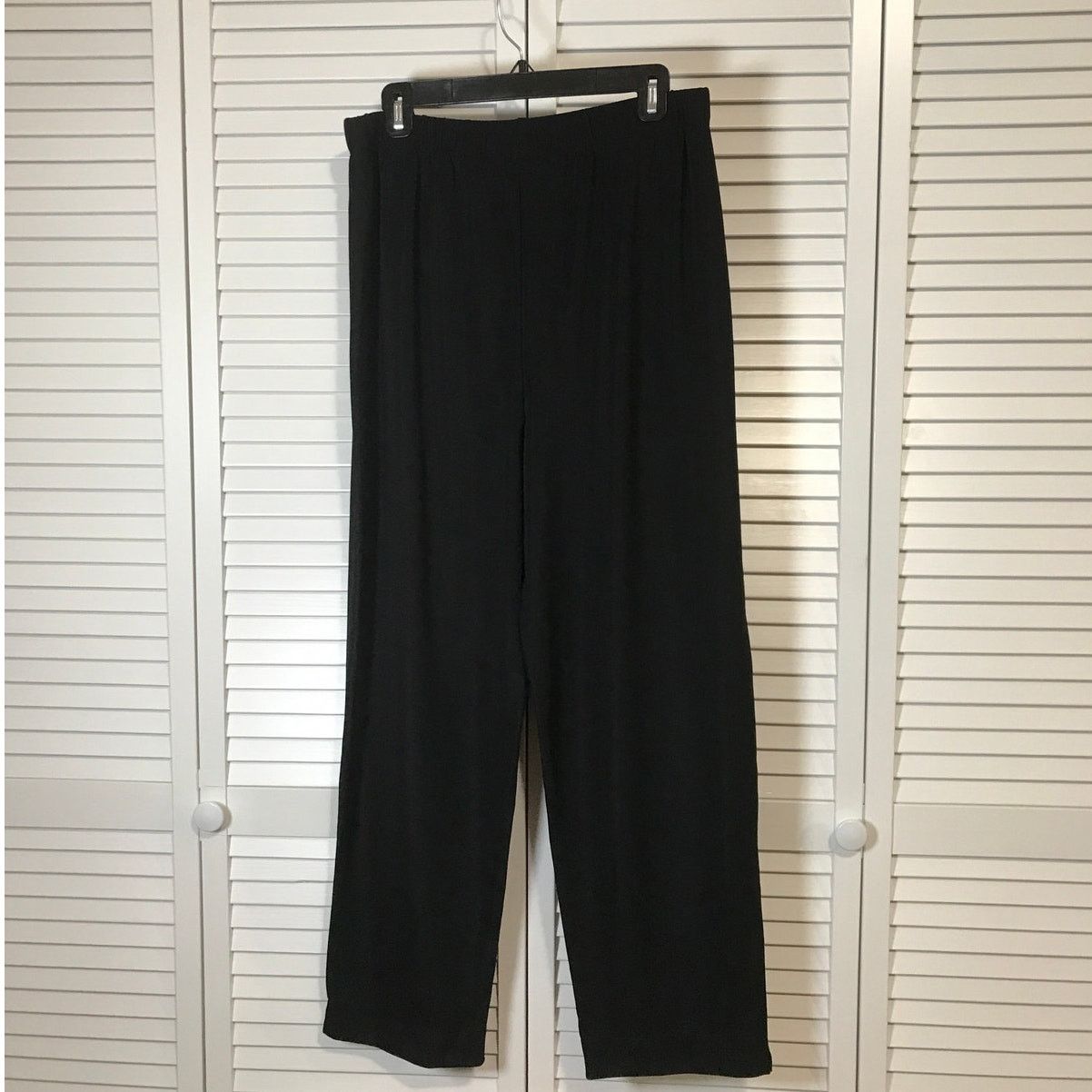 Other Susan Graver Black Stretch Knit Women Wide Leg Pants L Size 32" / US 10 / IT 46 - 2 Thumbnail