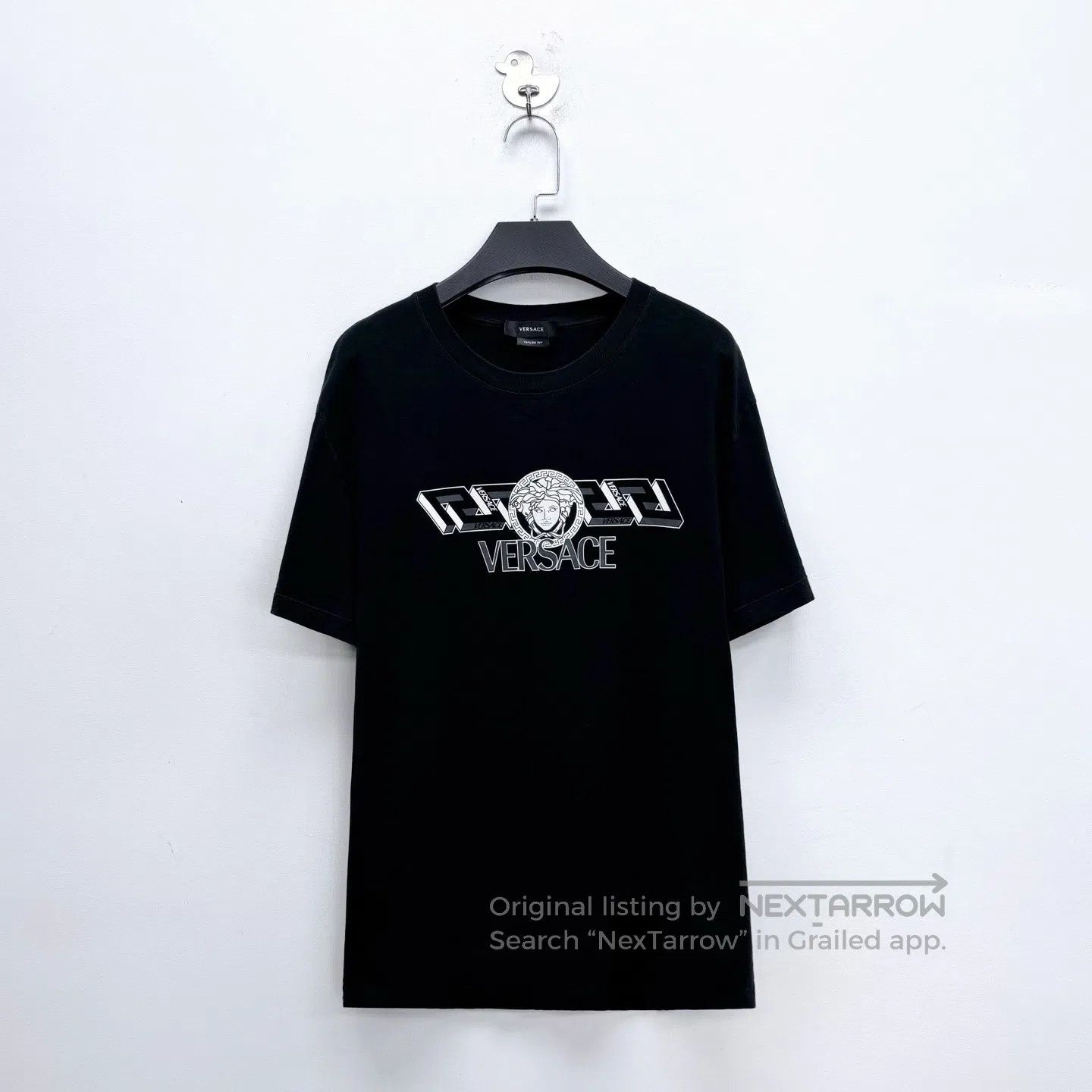 Versace Versace Black Shiny Cotton Medusa Letter Logo Short Sleeve Size US L / EU 52-54 / 3 - 1 Thumbnail