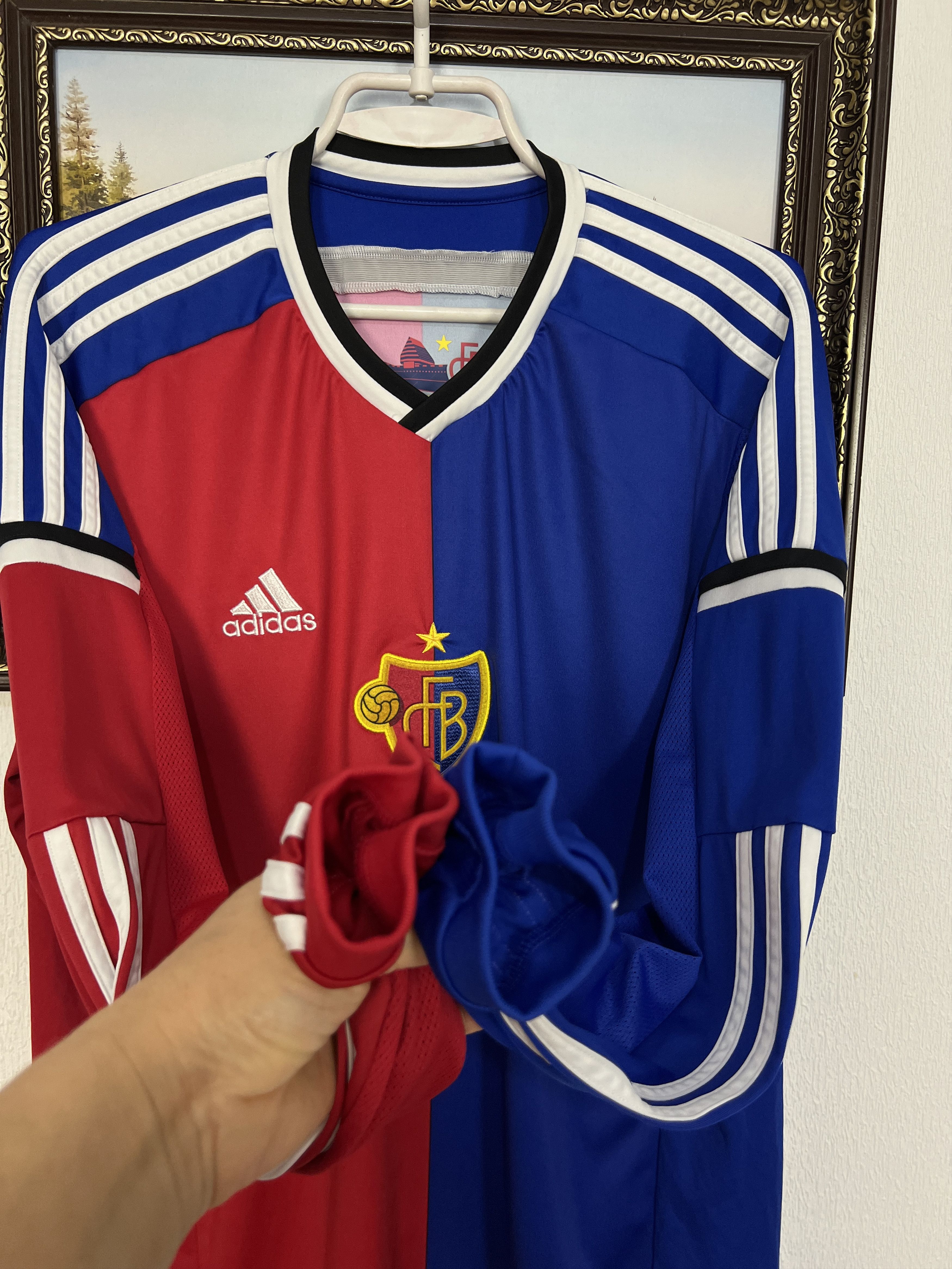Adidas Basel 1893 football shirt Soccer Player Issue Long Sleeve Size US L / EU 52-54 / 3 - 5 Thumbnail
