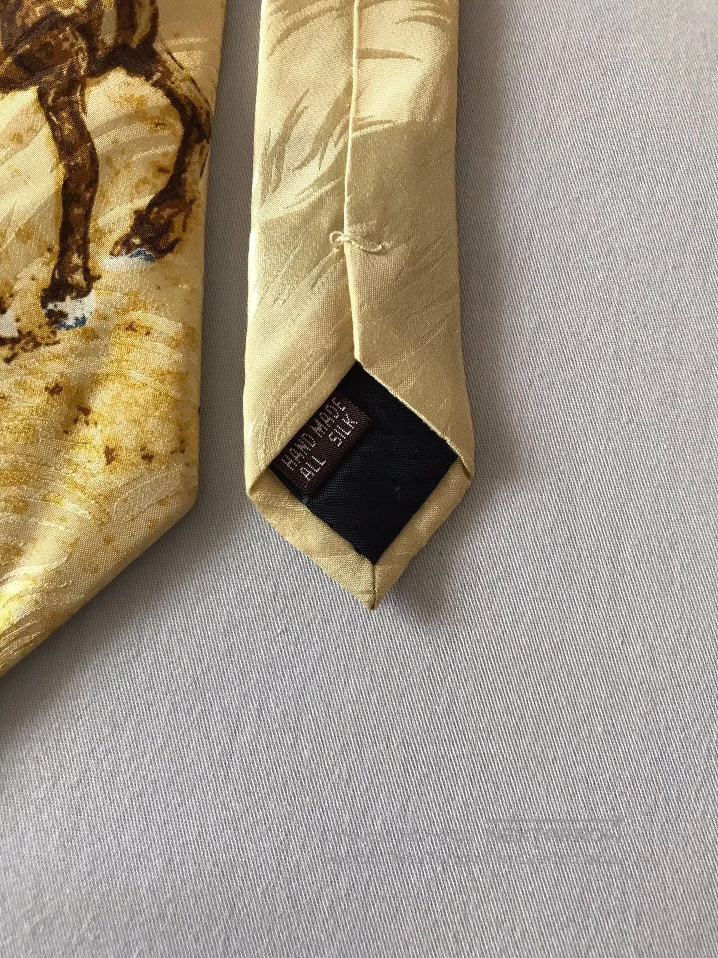 Vintage Vintage Western Cowboy Oil Painting Silk Tie. Size ONE SIZE - 8 Thumbnail