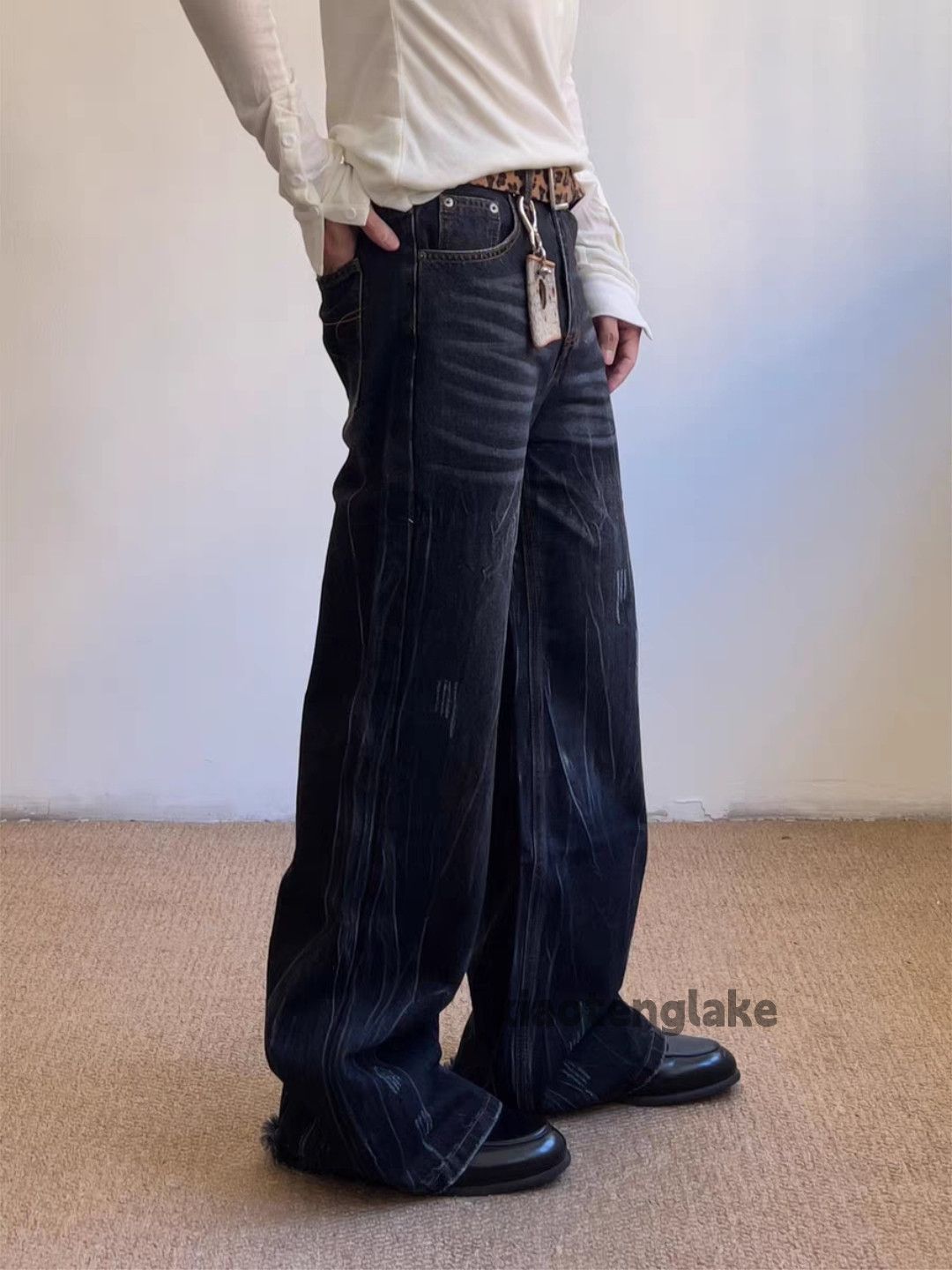 Jean zx rickowens Balenciaga style flared punk hiphop jeans Size US 33 - 2 Thumbnail