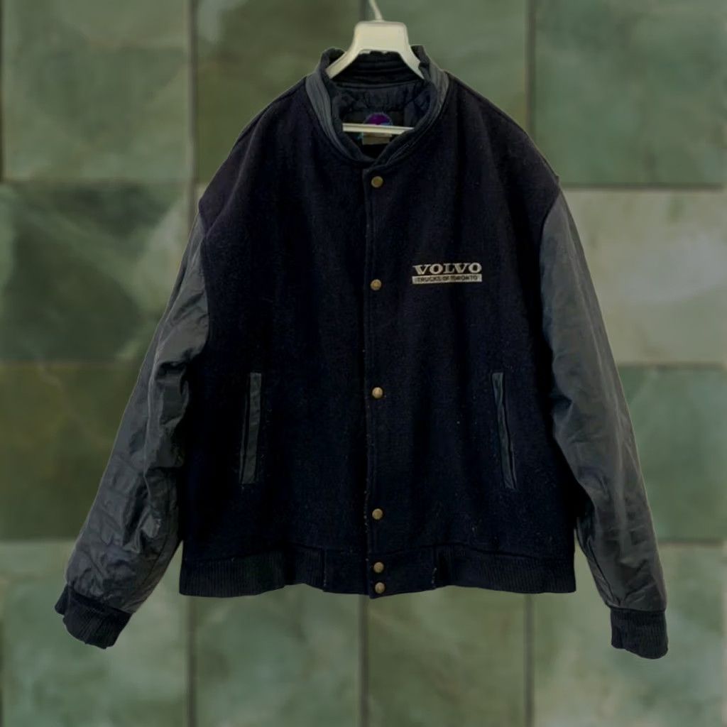 Vintage VINTAGE Volvo Trucks of Toronto Varsity Jacket Wool Leather Bomber Blue LG L#215 Men Size US L / EU 52-54 / 3 - 1 Thumbnail