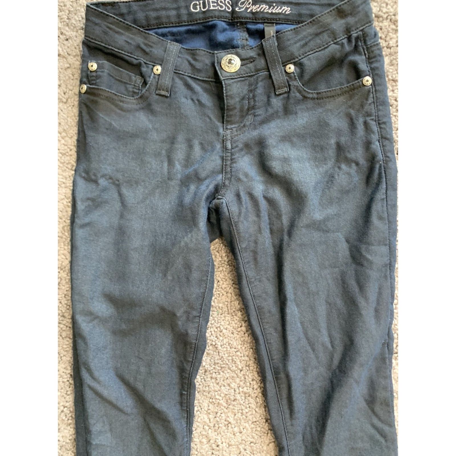 Guess Guess Premium Jeans Power Skinny Blue Solid Denim Casual Stretch Straight 25 Size 42" / US 20 - 2 Thumbnail