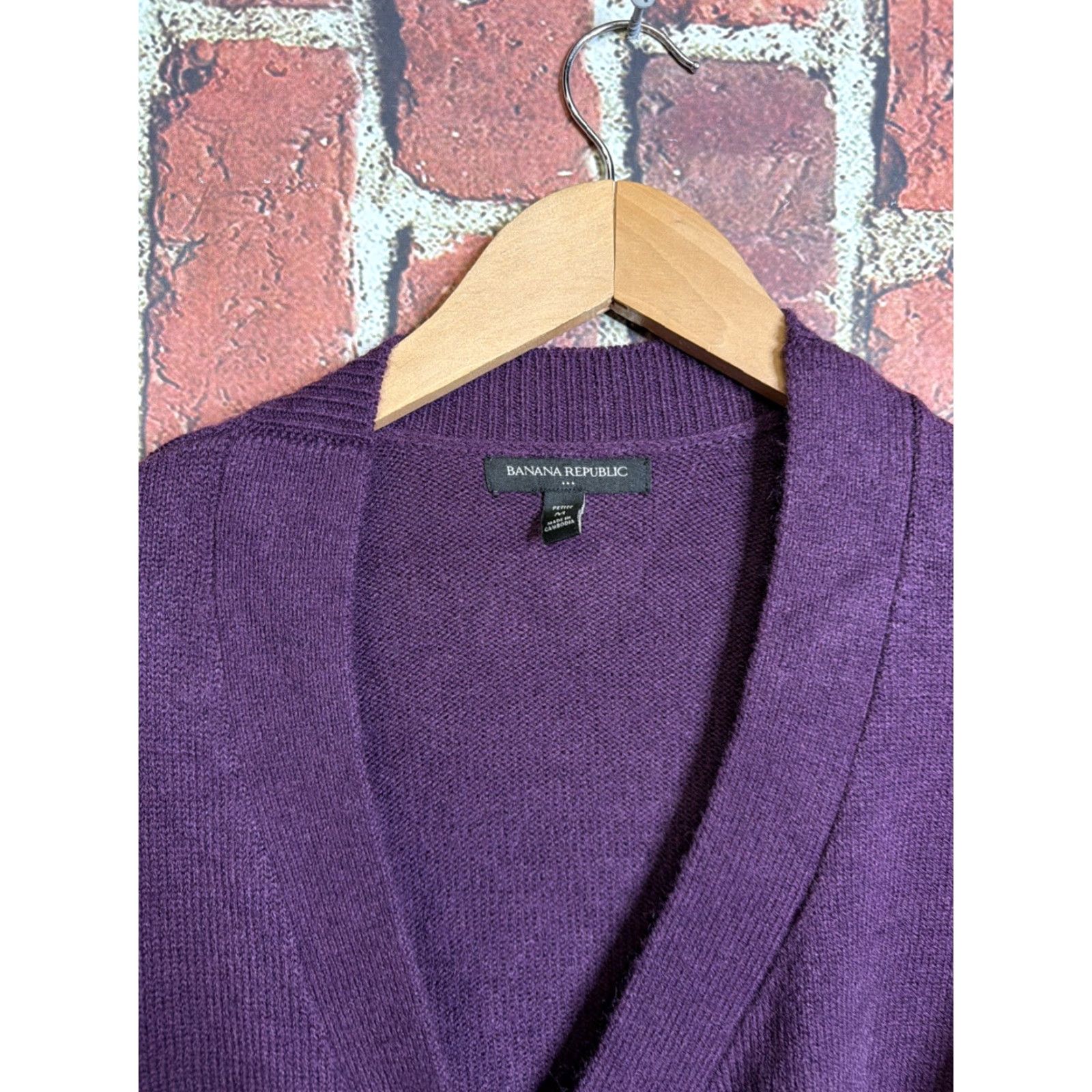 Banana Republic Banana Republic Sweater Dress Petite Medium Purple Knit Wrap Midi Long Sleeve Size M / US 6-8 / IT 42-44 - 2 Thumbnail