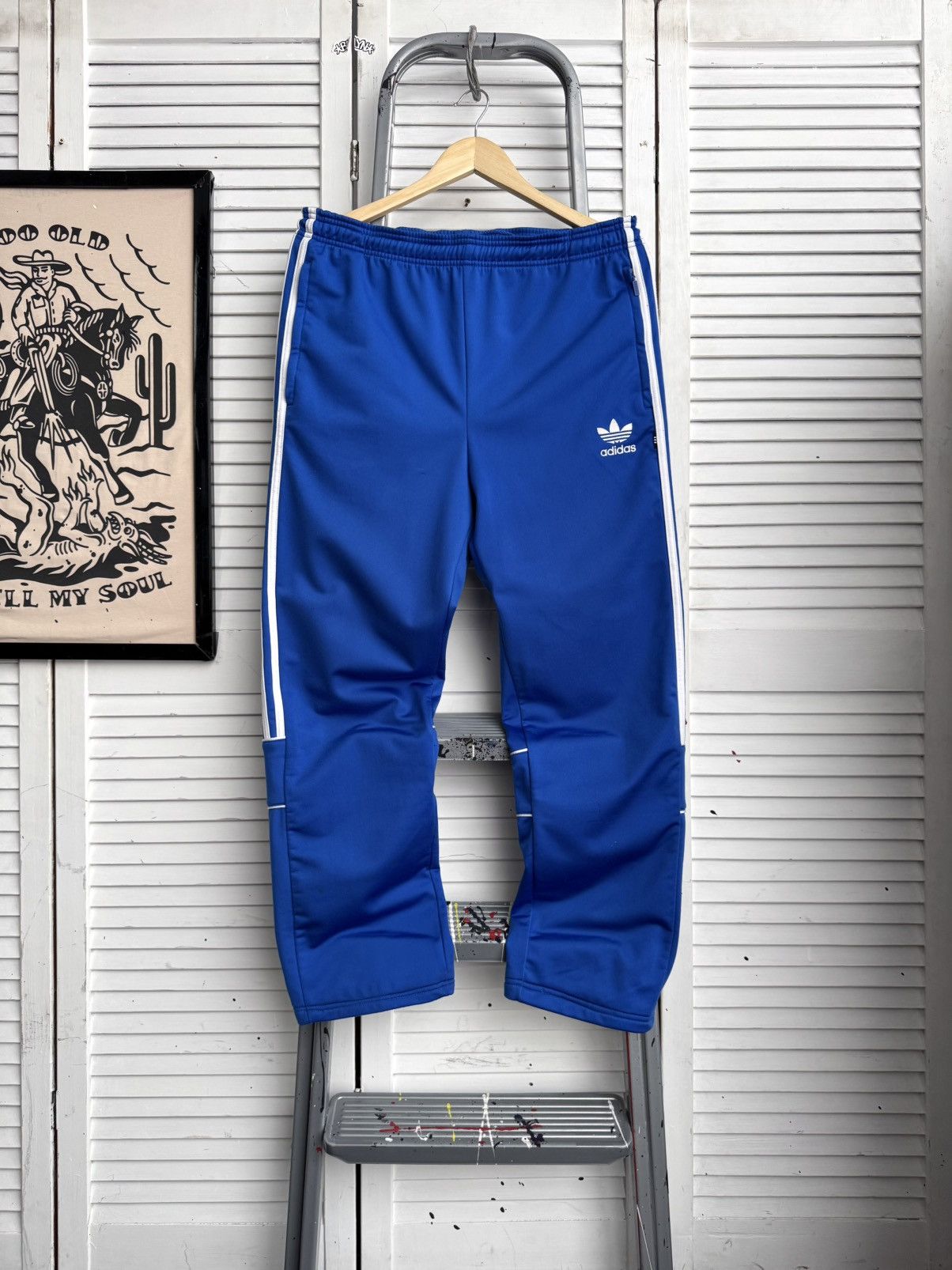 Adidas Vintage Adidas Originals Blue Trefoil Track Pants Size US 32 / EU 48 - 1 Thumbnail