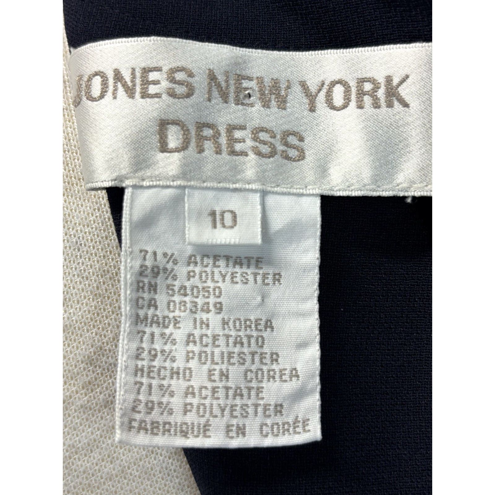 VINTAGE Jones New York Sheath Dress Sz 10 Dark Navy Lined Sleeveless Career Capsule Women Modern Classic Business Womens