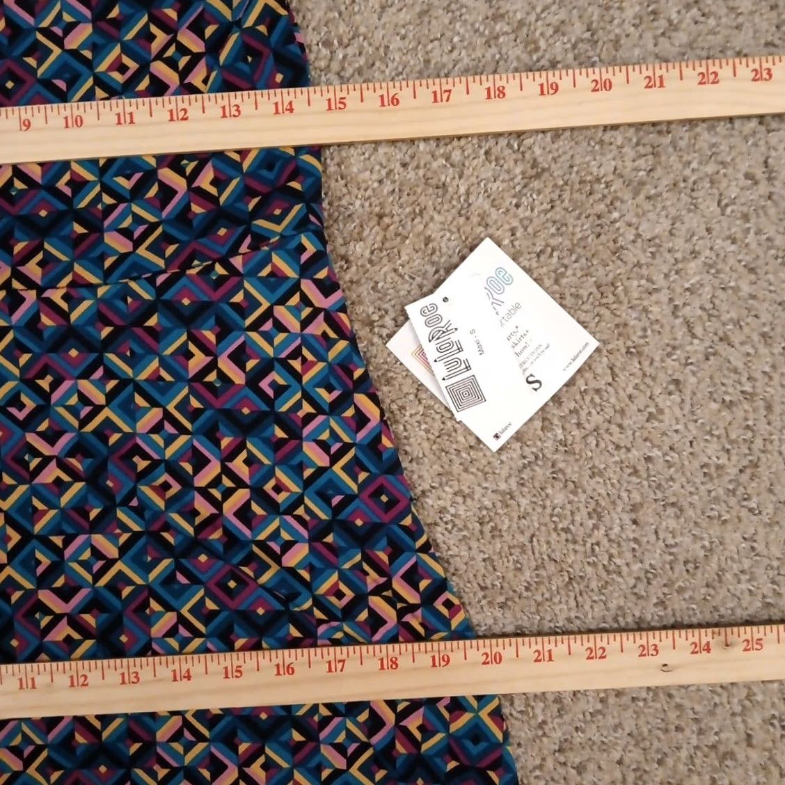 Vintage LuLaRoe Maxi Skirt Small Blue Pink Yellow Geometric Pull On Long New Size 28" / US 6 / IT 42 - 3 Thumbnail