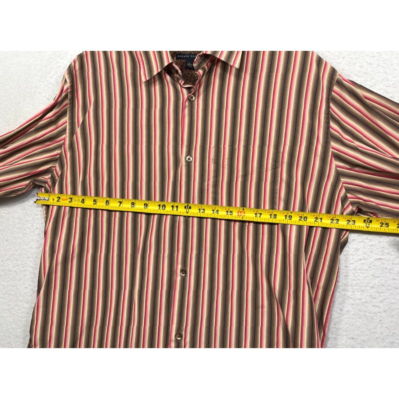 Banana Republic VINTAGE Banana Republic Shirt Mens Large Button Up Vertical Stripe Long Sleeve Size US L / EU 52-54 / 3 - 6 Thumbnail