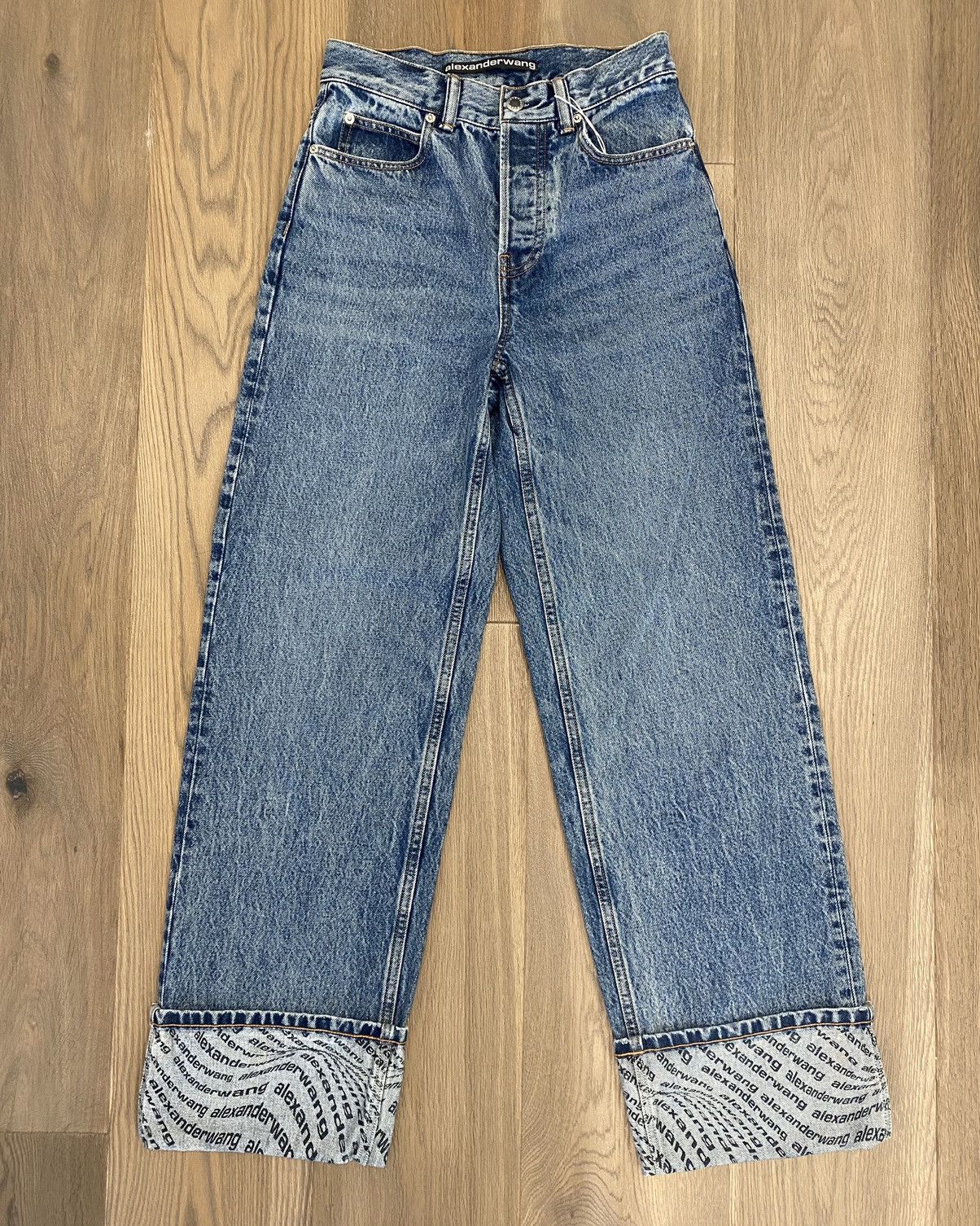 Alexander Wang Alexander Wang Wide Jean W/Logo Printed Cuff Size 24" / US 00 / IT 34 - 1 Thumbnail