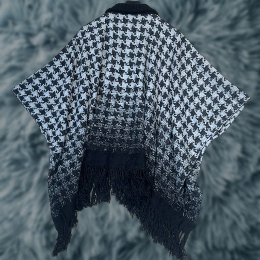 Vintage Marc New York by Andrew Mark Poncho Shawl One Size Black Gray Open Front Collarless Lightweight Sequin Holiday Women Size ONE SIZE - 1 Thumbnail