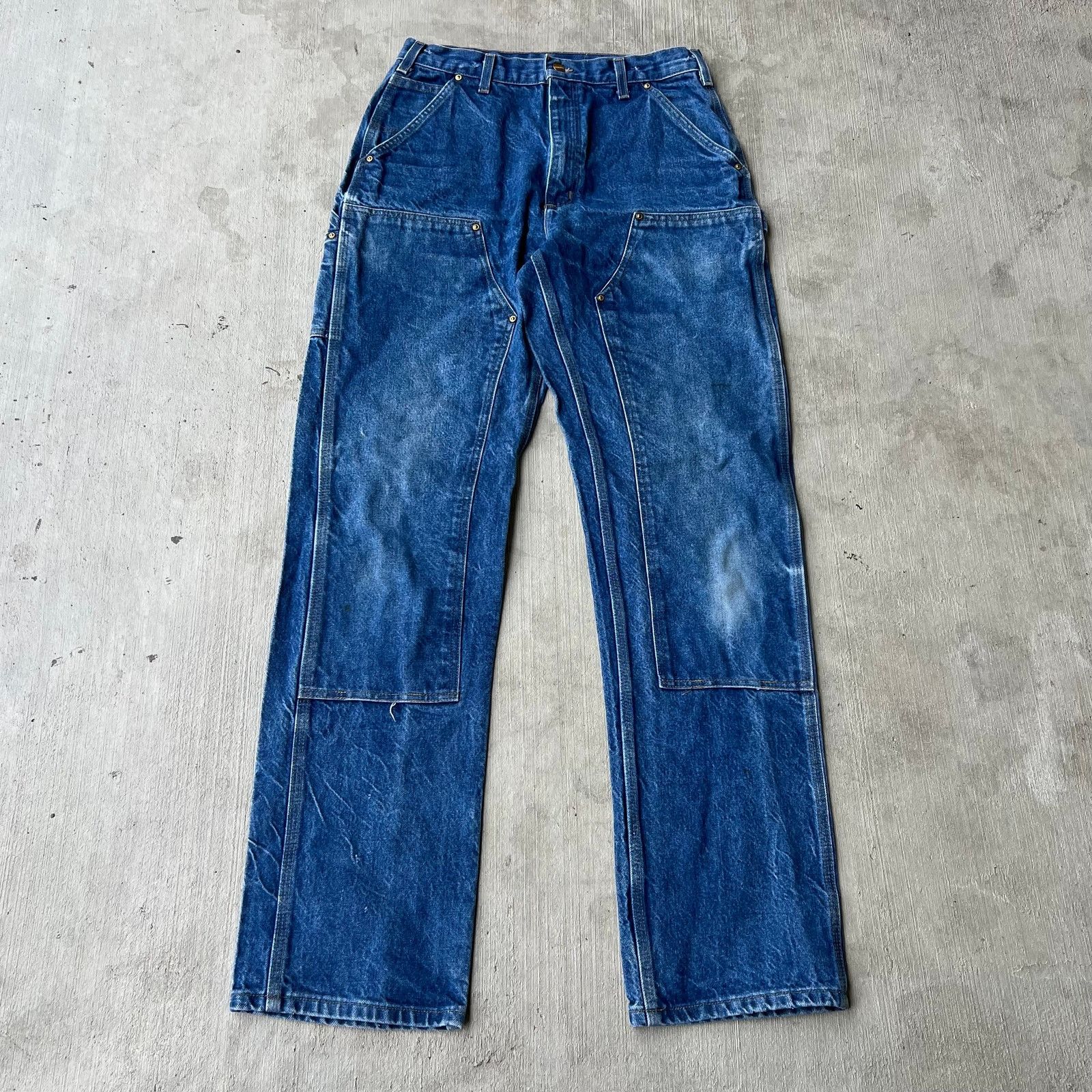 Carhartt × Vintage Carhartt blue denim jeans double knee work carpenter pants Size US 30 / EU 46 - 1 Thumbnail