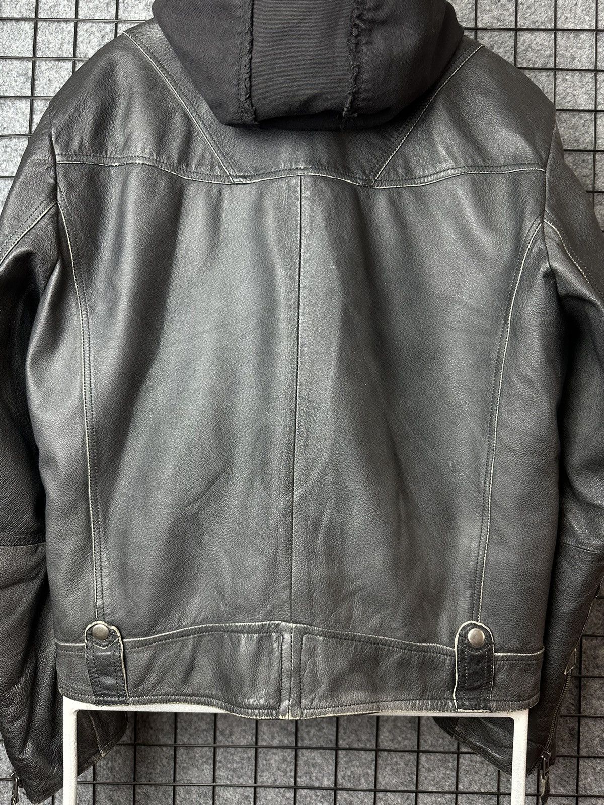 Genuine Leather Distressed Detachable Hood Real Leather Biker Jacket Size 48 Size US M / EU 48-50 / 2 - 20 Thumbnail