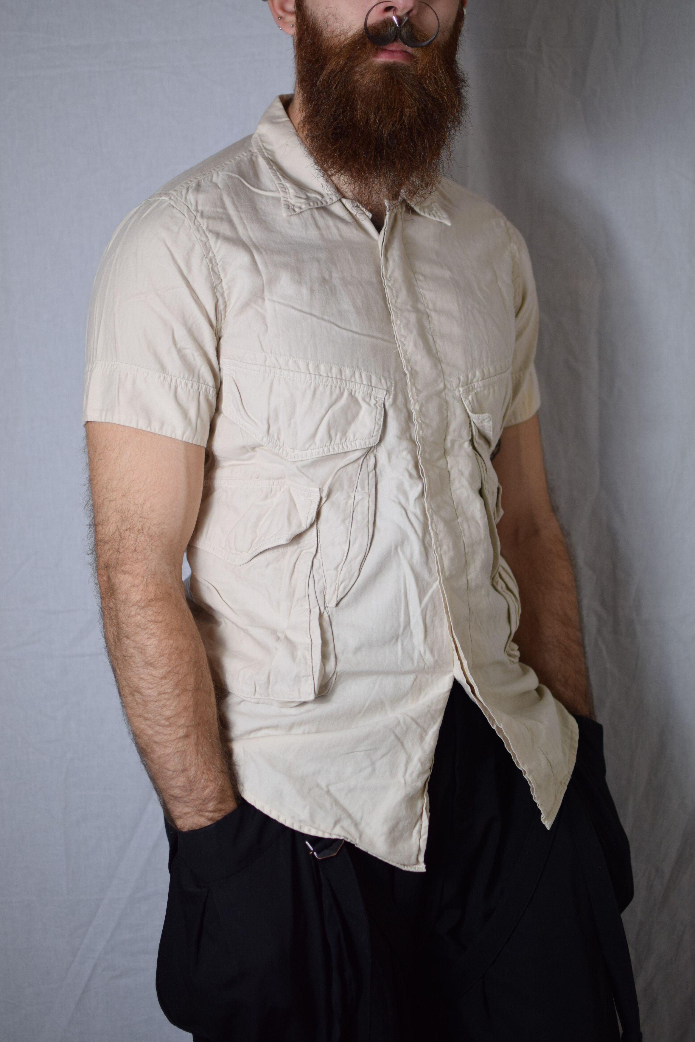 image of Julius Ss07 Underworld Cargo Shirt - 187Shm4 in Beige, Men's (Size Medium)