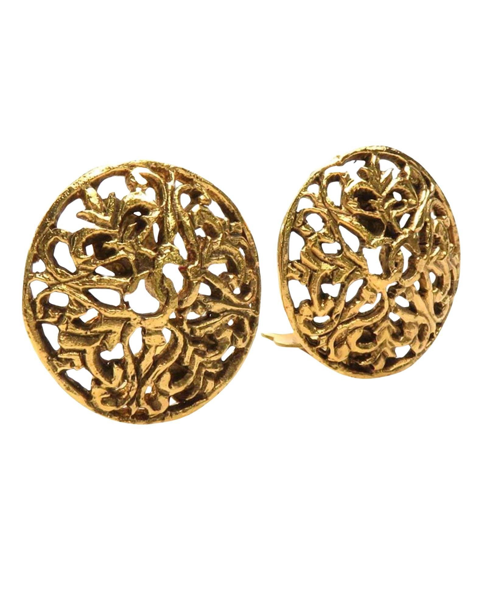 image of Chanel Gold-Tone Metal Clip Earrings, Women's