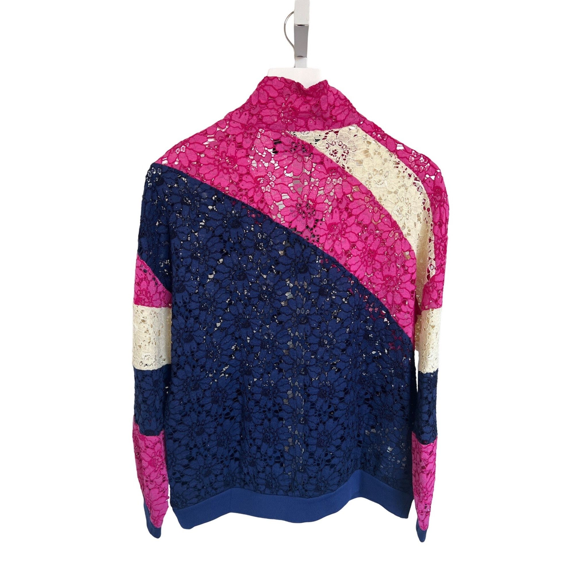 Gucci Gucci Lace Bomber Jacket Pink Navy Cream Zip-Up Logo Patch Size S / US 4 / IT 40 - 6 Thumbnail