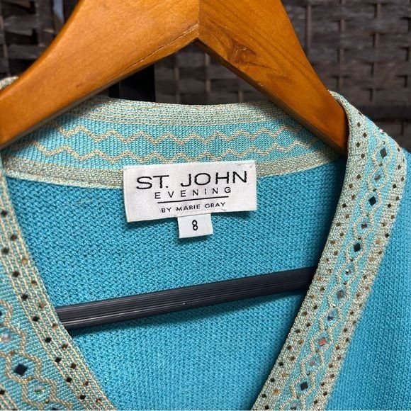 Vintage St. John evening sweater jacket size 8 light blue sparkling Size M / US 6-8 / IT 42-44 - 5 Thumbnail