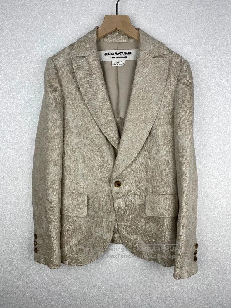 Junya Watanabe Junya Watanabe Cream Jacquard Linen Blazer. Size US XS / EU 42 / 0 - 1 Thumbnail
