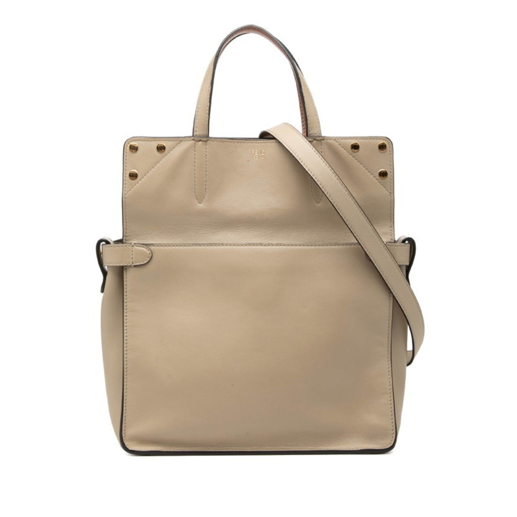 Fendi Fendi Flip Small Handbag Shoulder Bag 2WAY 8BT302 Beige Leather Suede Women's FENDI Size ONE SIZE - 1 Thumbnail