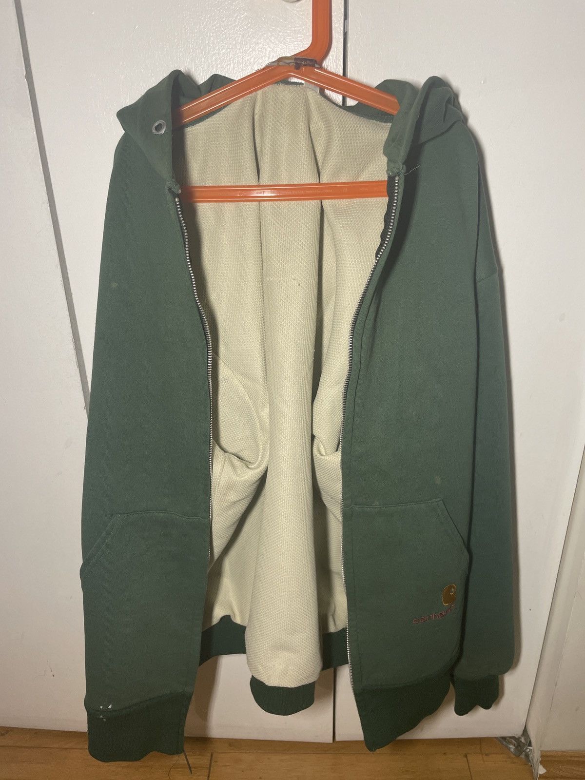 Carhartt × Carhartt Wip × Vintage Vintage Carhartt Zip Up Waffle Lined Hoodie Size US L / EU 52-54 / 3 - 3 Thumbnail