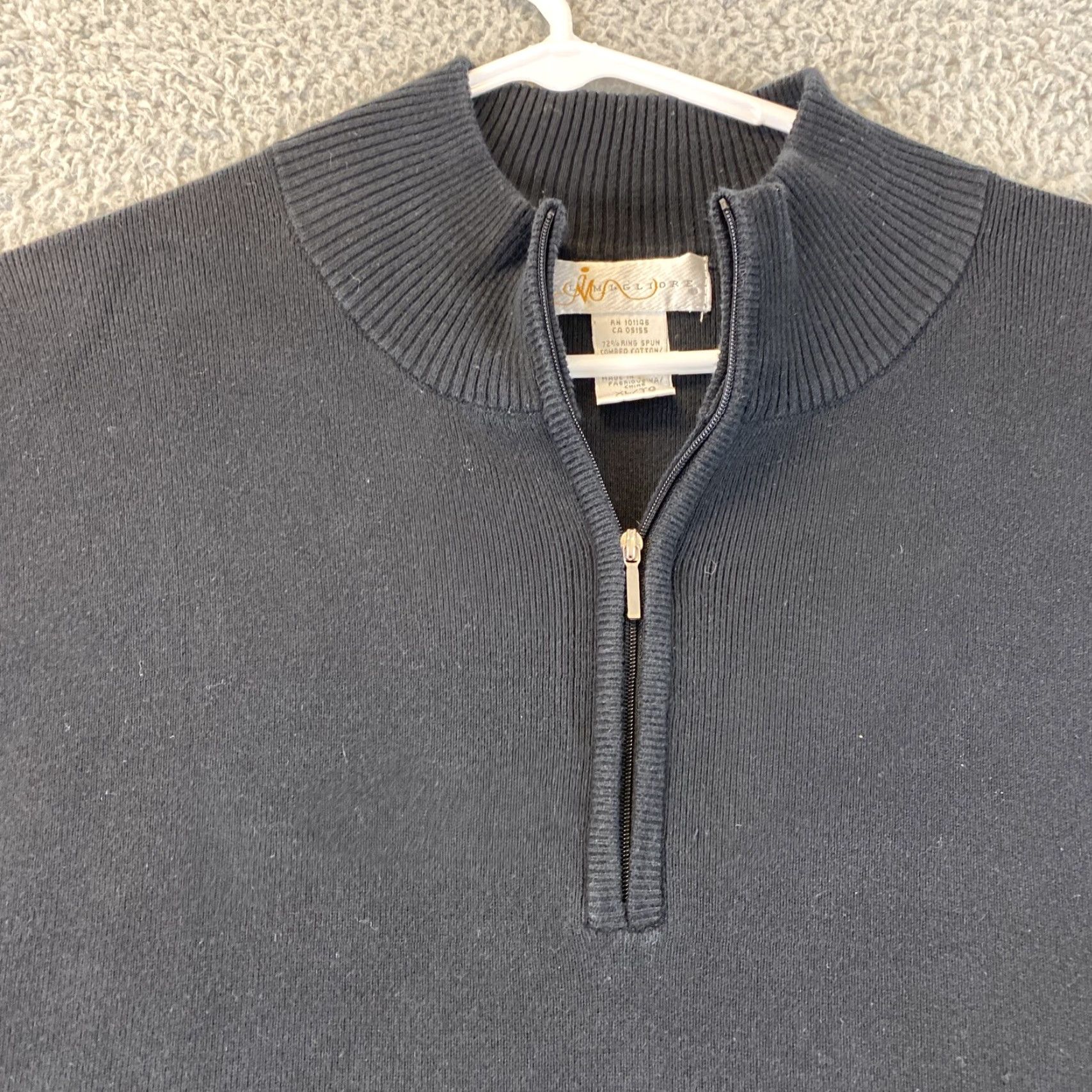 Vintage Miglior Pullover Mens XL Navy Blue 1/2 Zip Mock Neck Zip Military 66-31 Size US XL / EU 56 / 4 - 3 Thumbnail