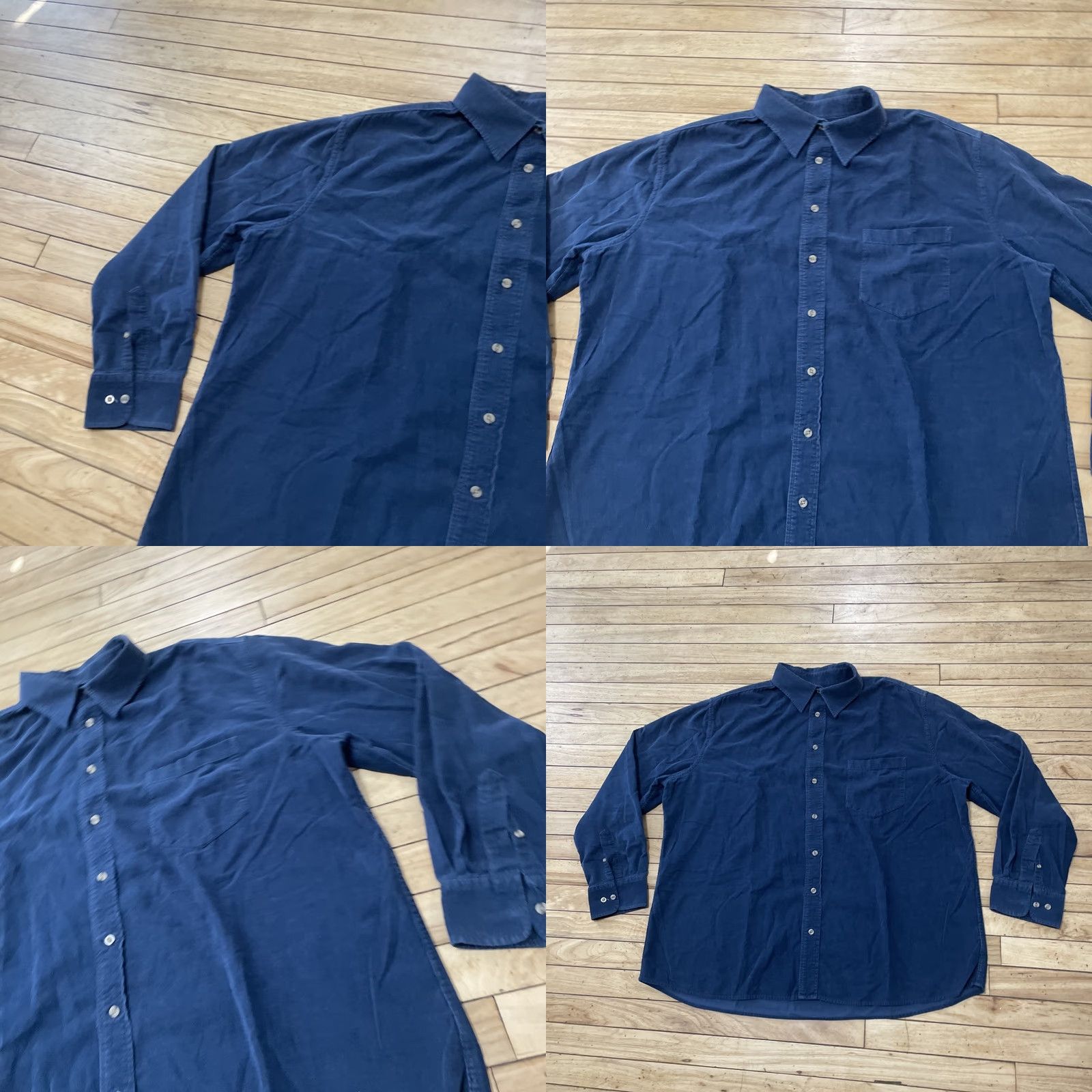 Merona VINTAGE Merona Corduroy Shirt Men 2XL Blue Solid Button-Down Long Sleeve Lightweight Fall Layer Size US XXL / EU 58 / 5 - 10 Thumbnail