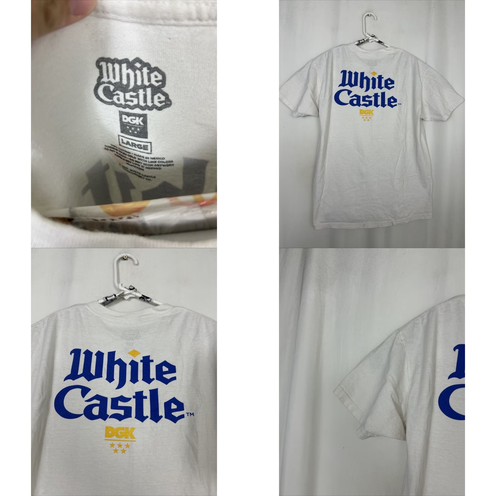 DGK DGK White Castle T-Shirt Mens Large White Graphic Short Sleeve Crew Neck Stains Size US L / EU 52-54 / 3 - 8 Thumbnail
