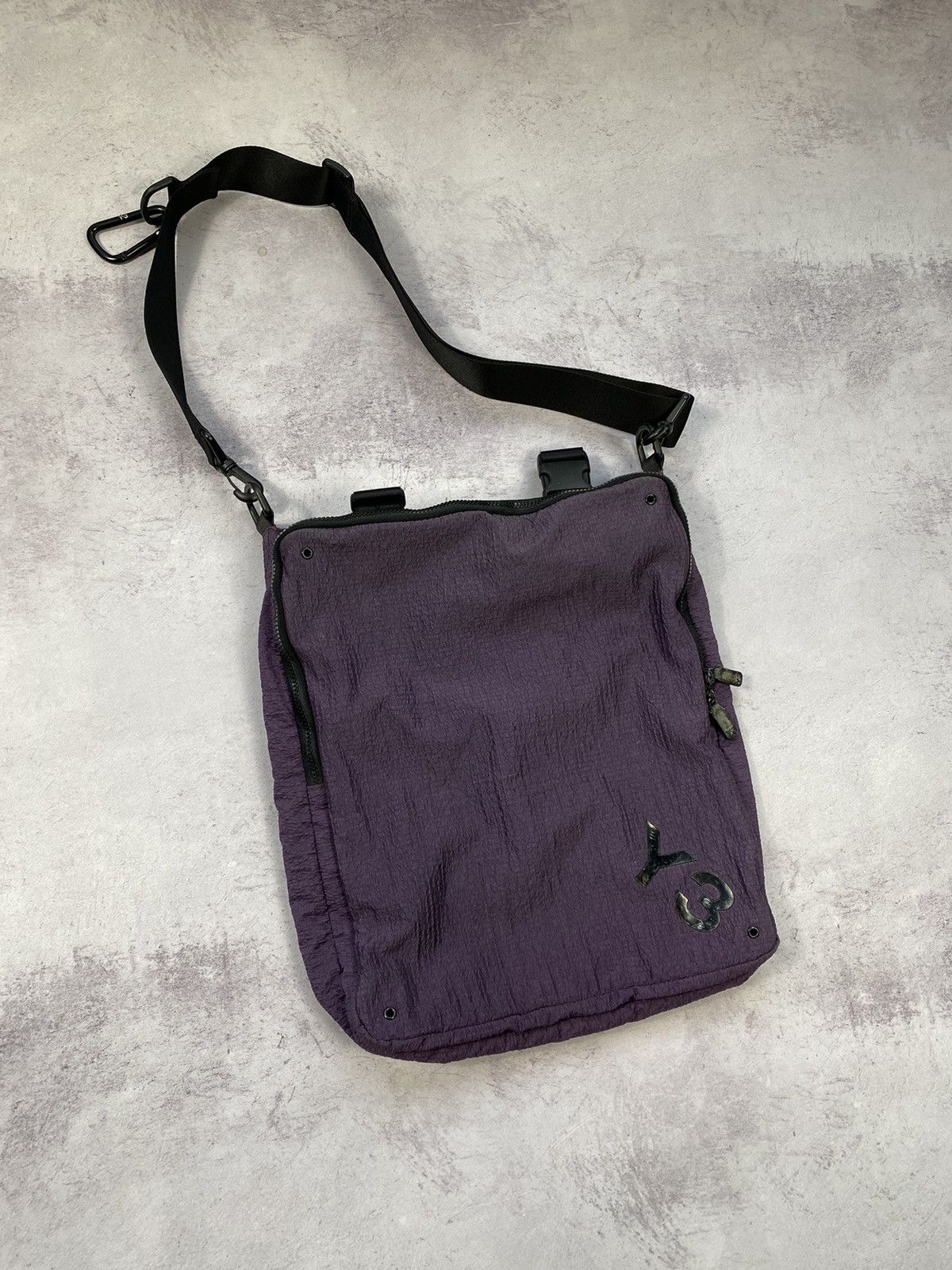 image of Vintage Y-3 Yohji Yamamoto Nylon Crossbody Sling Bag in Purple, Men's