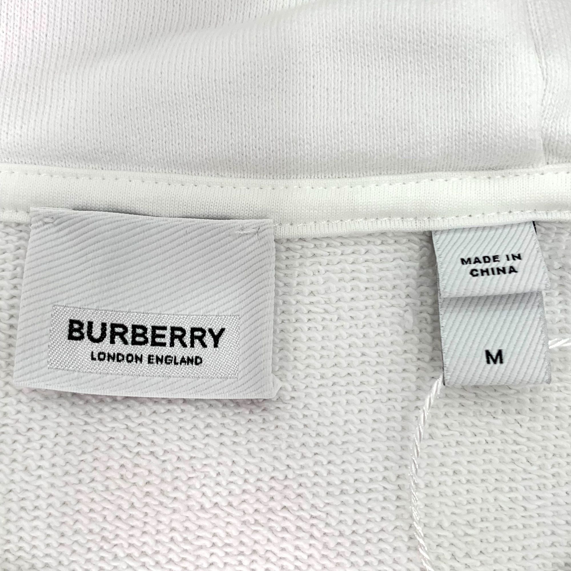 Burberry Burberry White Logo Print Cotton Hooded Sweatshirt (Size M) Size US M / EU 48-50 / 2 - 2 Thumbnail