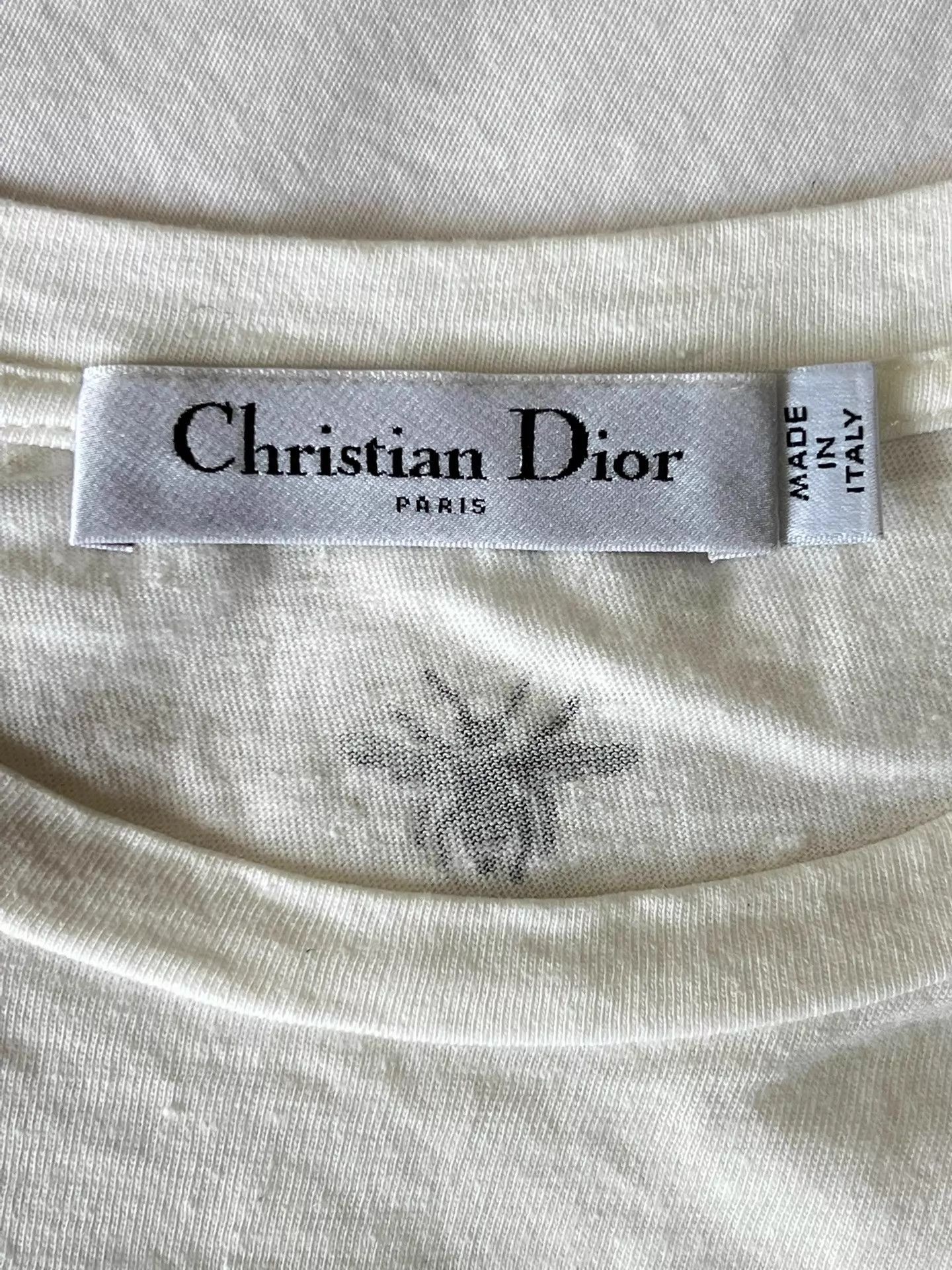 Dior Dior WhiteT-Shirt XS French Text + Bee Embroidery Size XS / US 0-2 / IT 36-38 - 5 Thumbnail