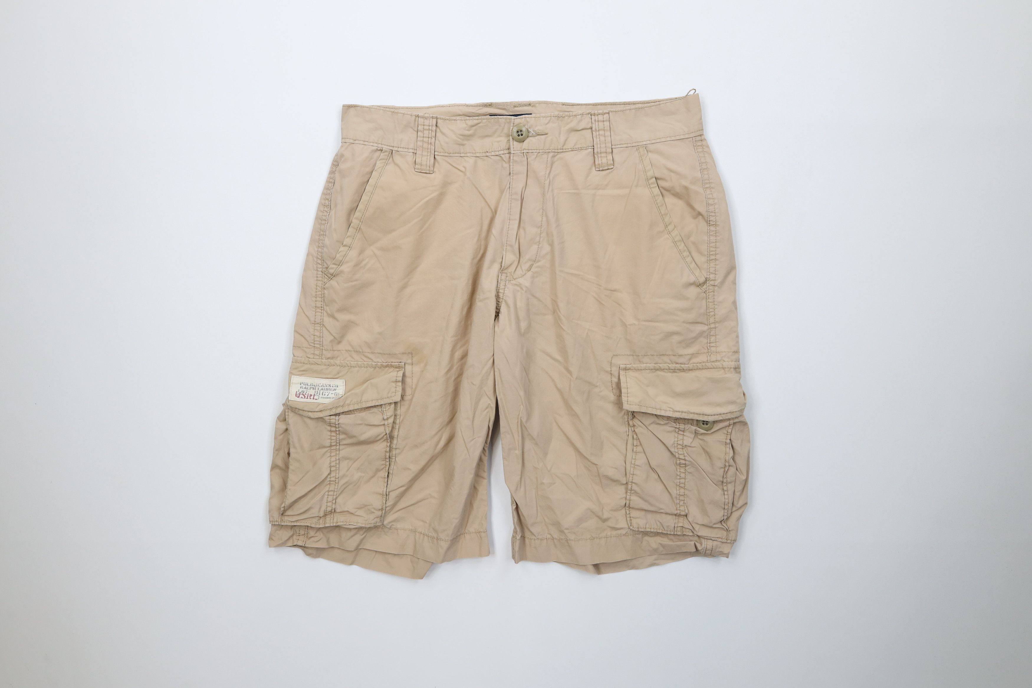 Ralph Lauren Vintage 90s Ralph Lauren Spell Out Cargo Shorts Beige Cotton Size US 32 / EU 48 - 1 Thumbnail