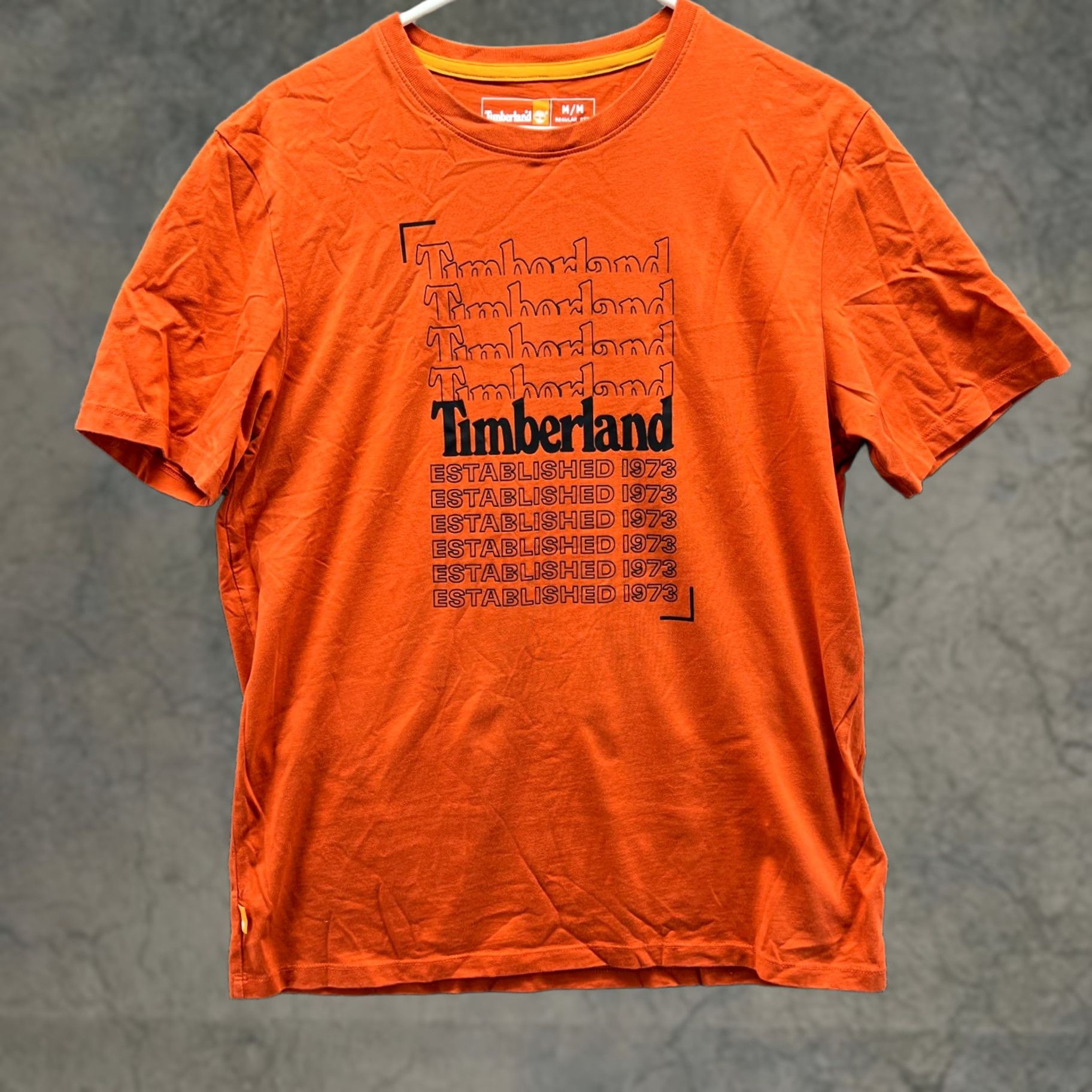 Timberland Timberland Shirt Mens Medium Orange Graphic Cotton Tee Crewneck Spell Out Size US M / EU 48-50 / 2 - 1 Thumbnail