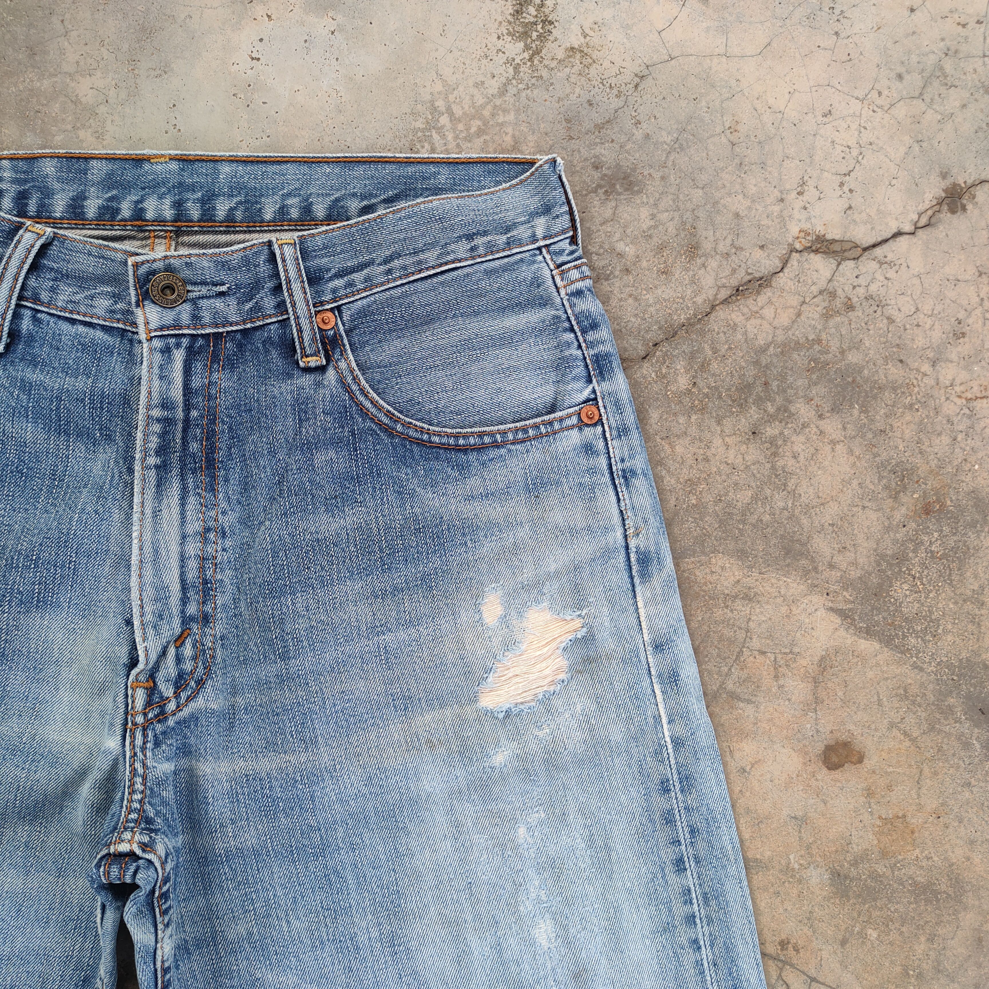 Levi's Vintage Clothing # LEVI'S 503 VINTAGE RIPPED FADED JEAN DENIM PANTS Size US 31 - 17 Thumbnail