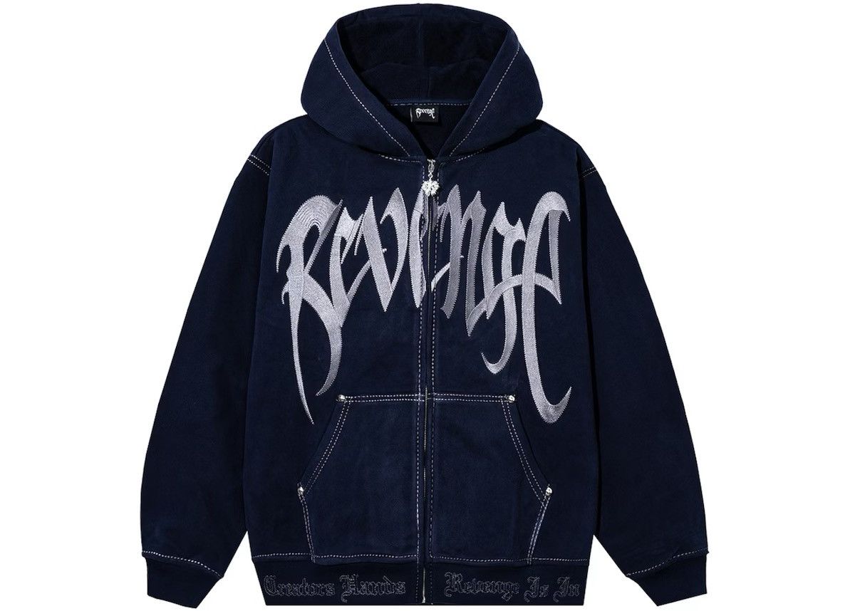 REVENGE Contrast Embroidered ジップ パーカー○関送無料○ Revenge Contrast Embroidered Zip Black/Red | Parallel