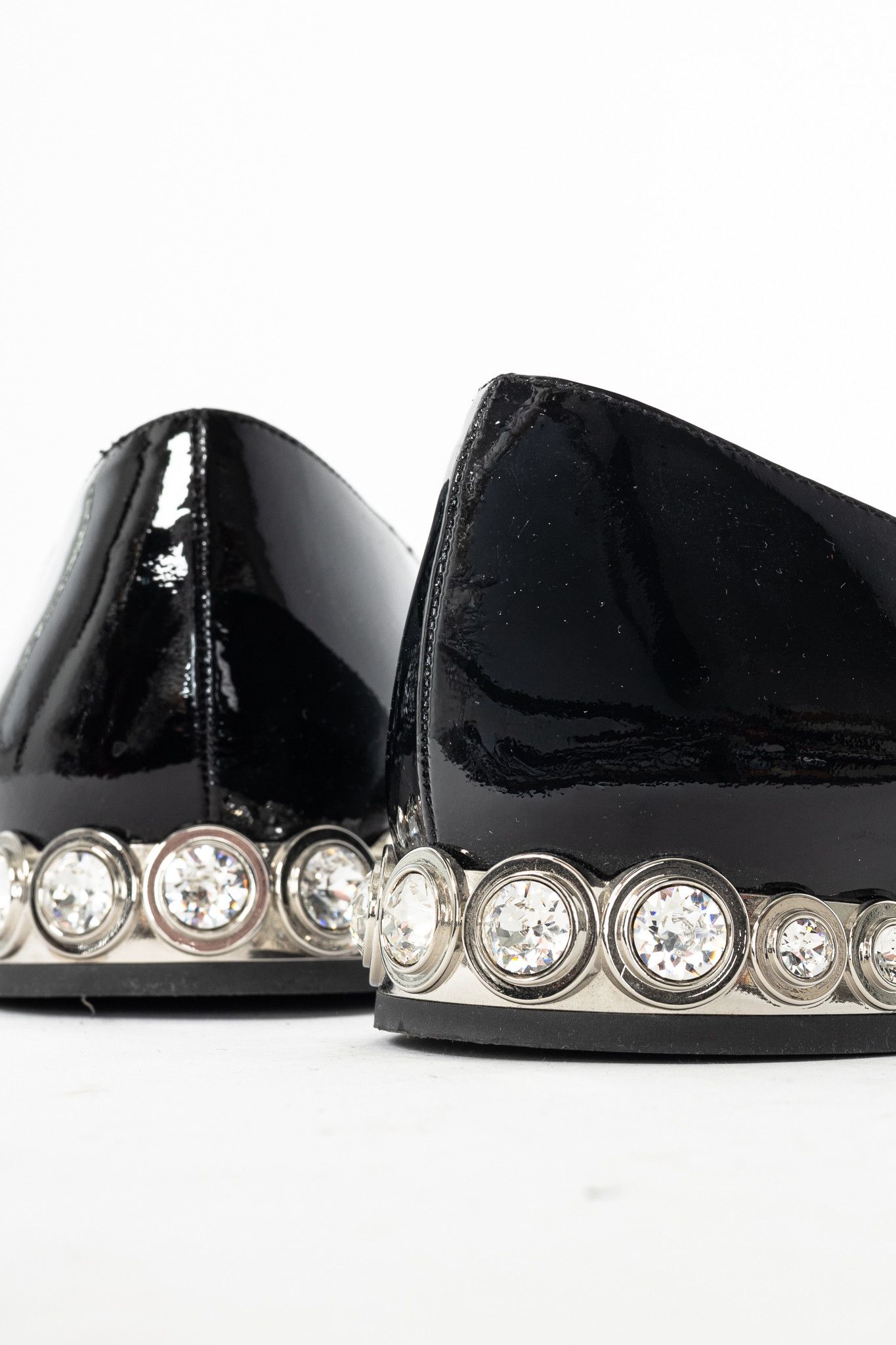 Miu Miu Miu Miu Black Patent Jewel-Heel Bow Pointed-Toe Flats Size US 6.5 / IT 36.5 - 10 Thumbnail