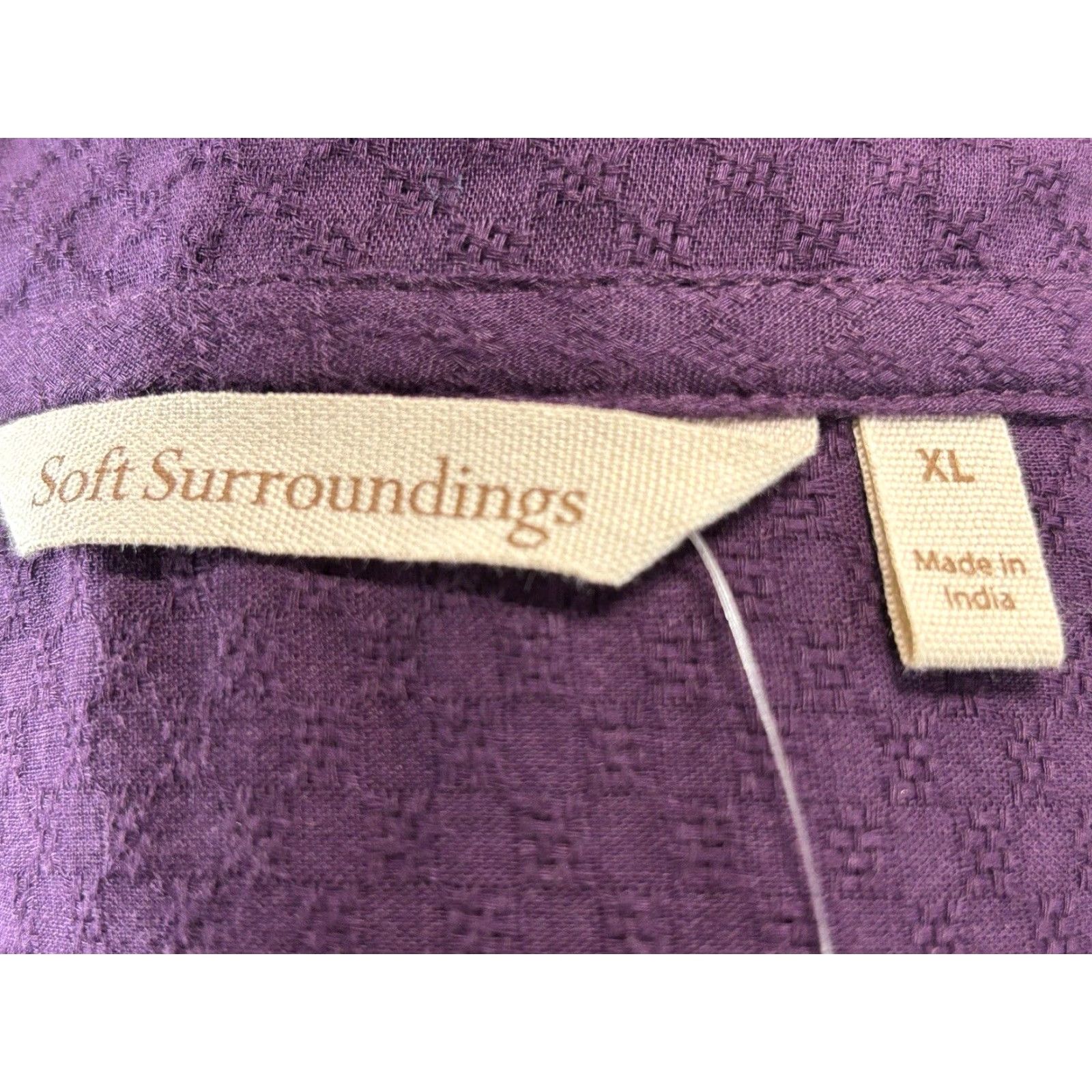 Soft Surroundings VINTAGE Soft Surroundings Positano Shift Dress XL 100% Cotton Purple V-Neck 3/4 Sleeve Casual Womens Size XL / US 12-14 / IT 48-50 - 7 Thumbnail