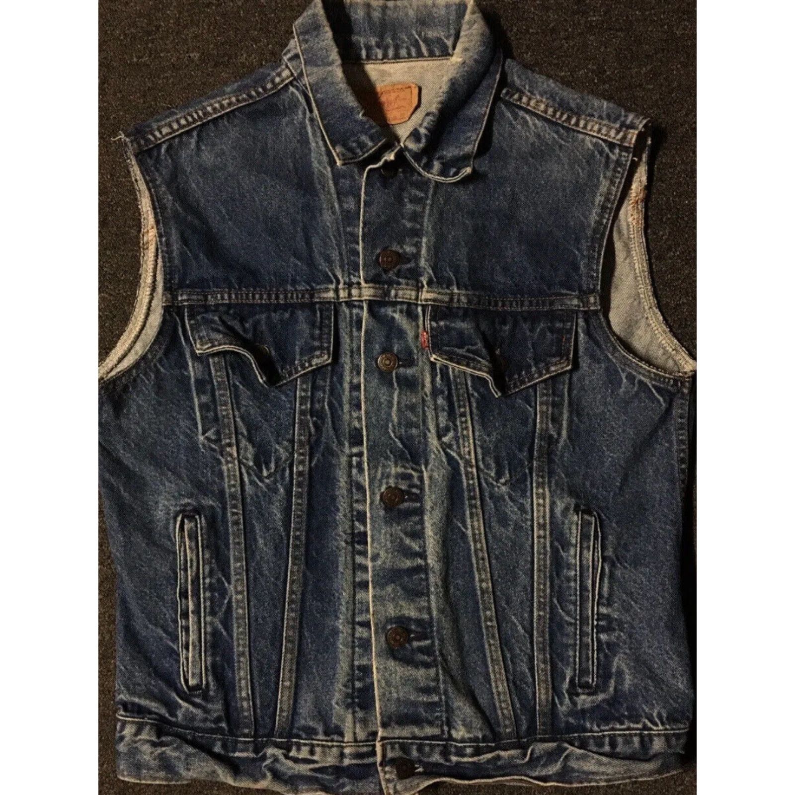Levi's Vtg 80s Levi's Faded Arizona Skull Denim Vest 40R S USA Trucker Grunge Biker Punk Rock Vest Mens Blue" Size US S / EU 44-46 / 1 - 2 Thumbnail