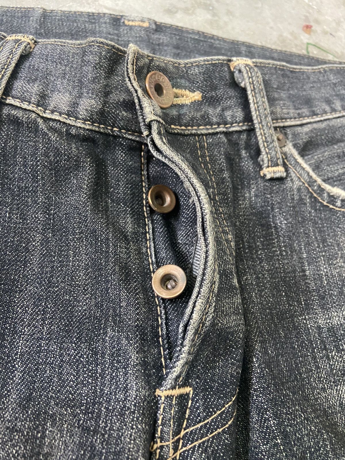 Edwin × Japanese Brand Edwin 505 LowRize Fly Button Distressed Denim Size US 30 / EU 46 - 9 Thumbnail