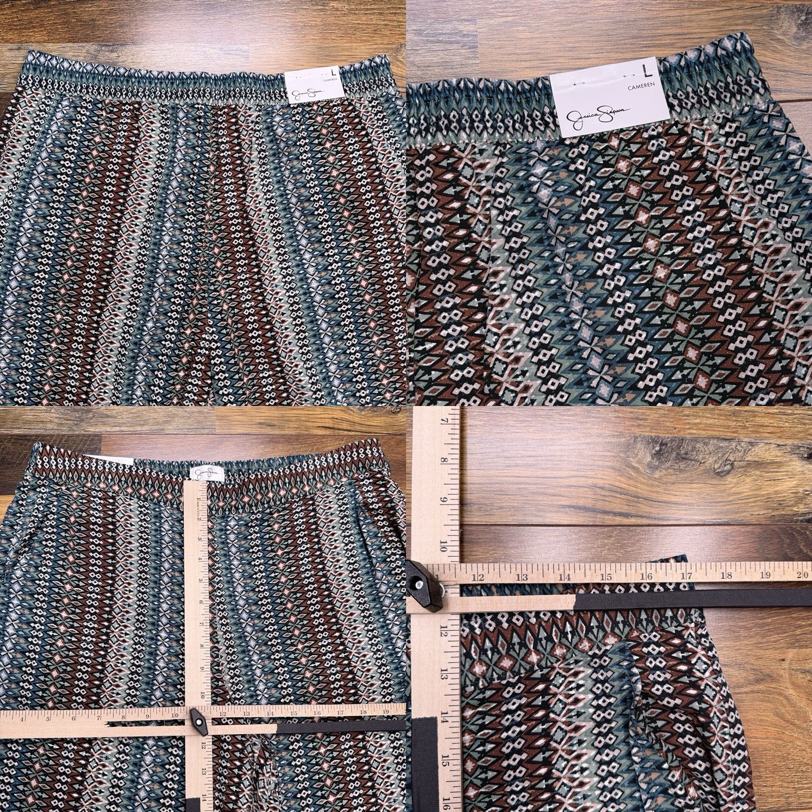 Jessica Simpson Jessica Simpson Pants Womens Large Green High Rise Ankle Straight Geometric Logo Viscose Rayon City Casual NWT Size 36" / US 14 / IT 50 - 8 Thumbnail