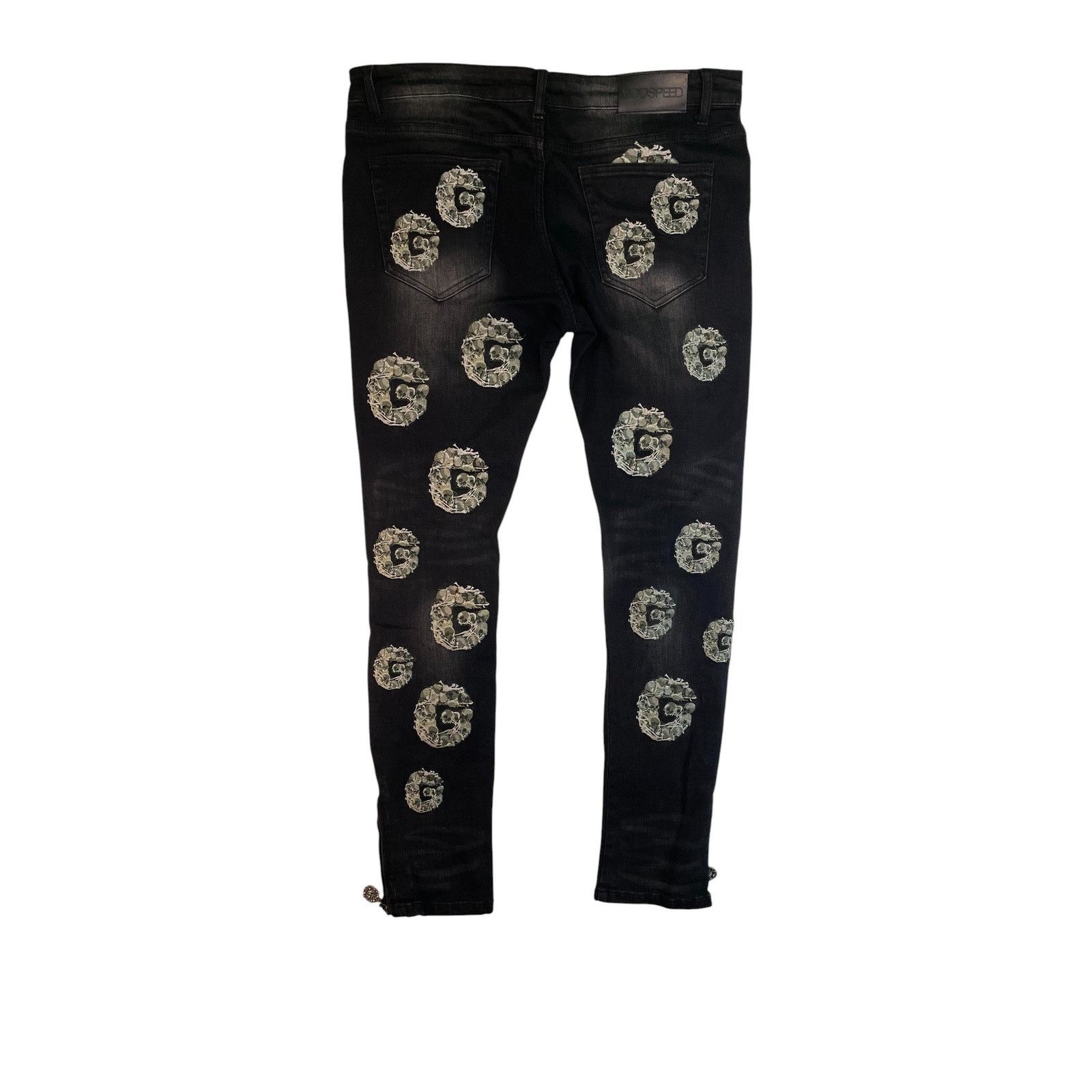 Godspeed 'Skulls Embroidery' Black & Green Jeans