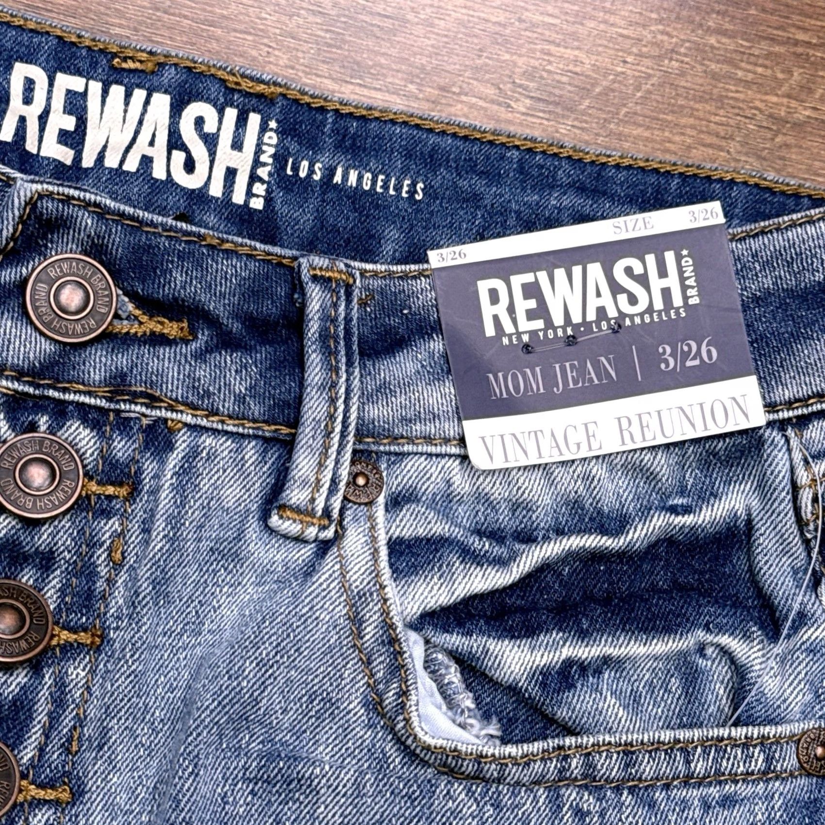 Vintage Rewash Jeans Main Point City High Rise Mom 3 26 Distressed Stretch Denim 26 in 5-Pocket Womens Girls Size 26" / US 2 / IT 38 - 4 Thumbnail