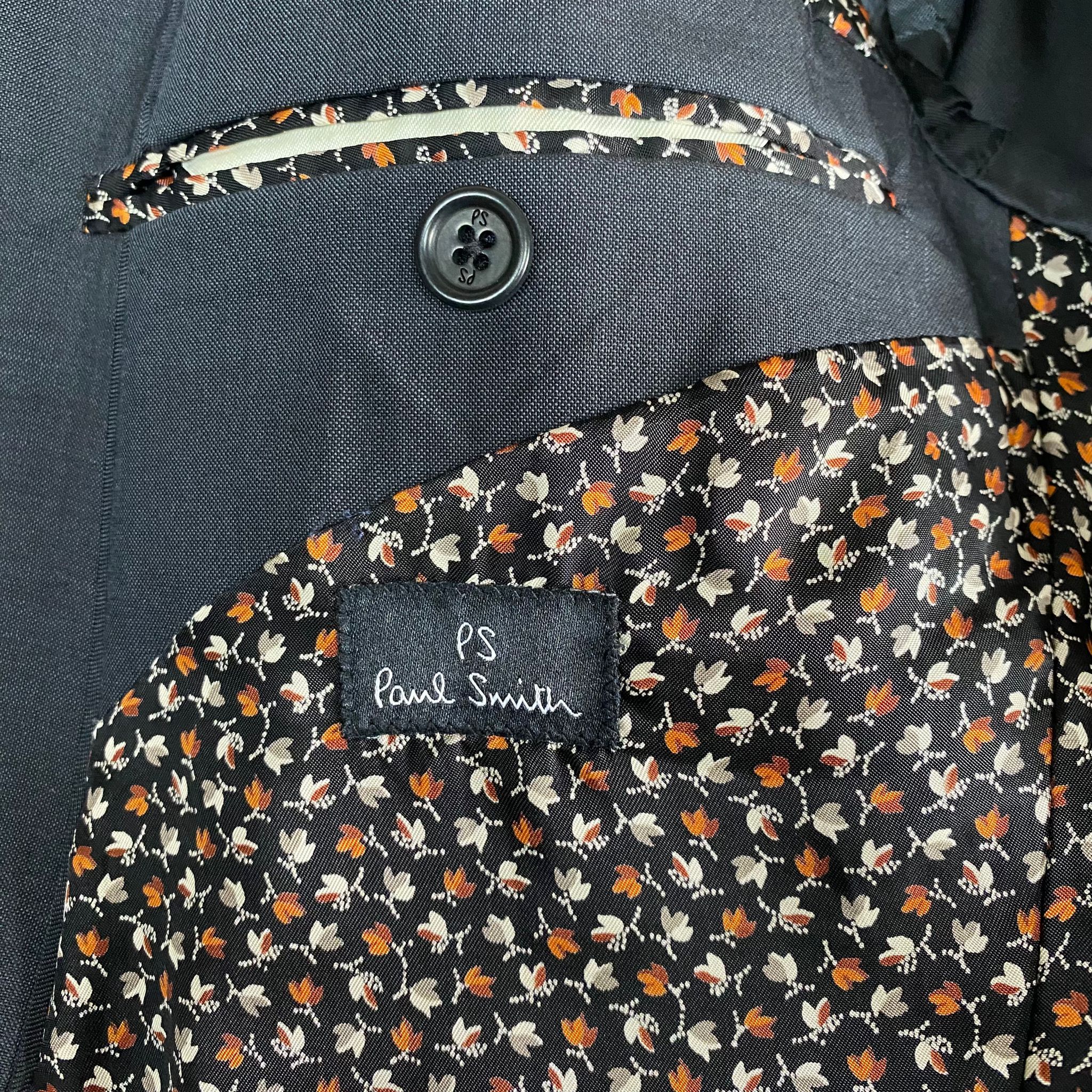 Paul Smith Black Merino Wool and Mohair Blend 2-Button Blazer Size 50R - 4 Thumbnail