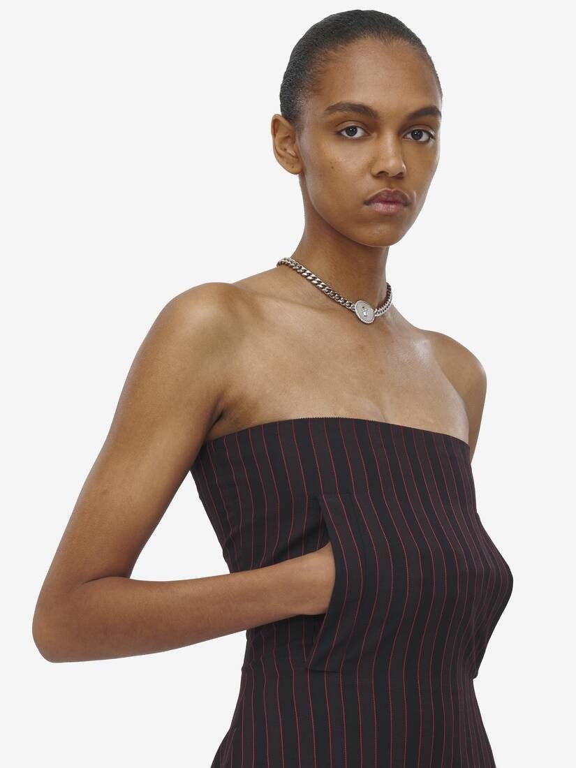 Alexander McQueen o1srvl11e0226 Pinstripe Mini Dress In Bordeaux Size S / US 4 / IT 40 - 5 Thumbnail