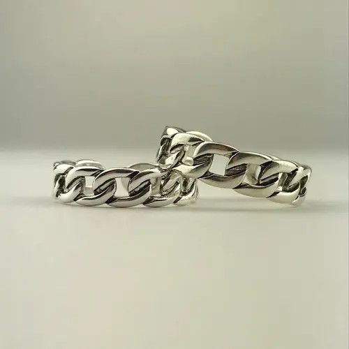 Handmade × Jewelry Adjustable Sterling Silver Plated Linked Up Chain Ring Size ONE SIZE - 1 Thumbnail