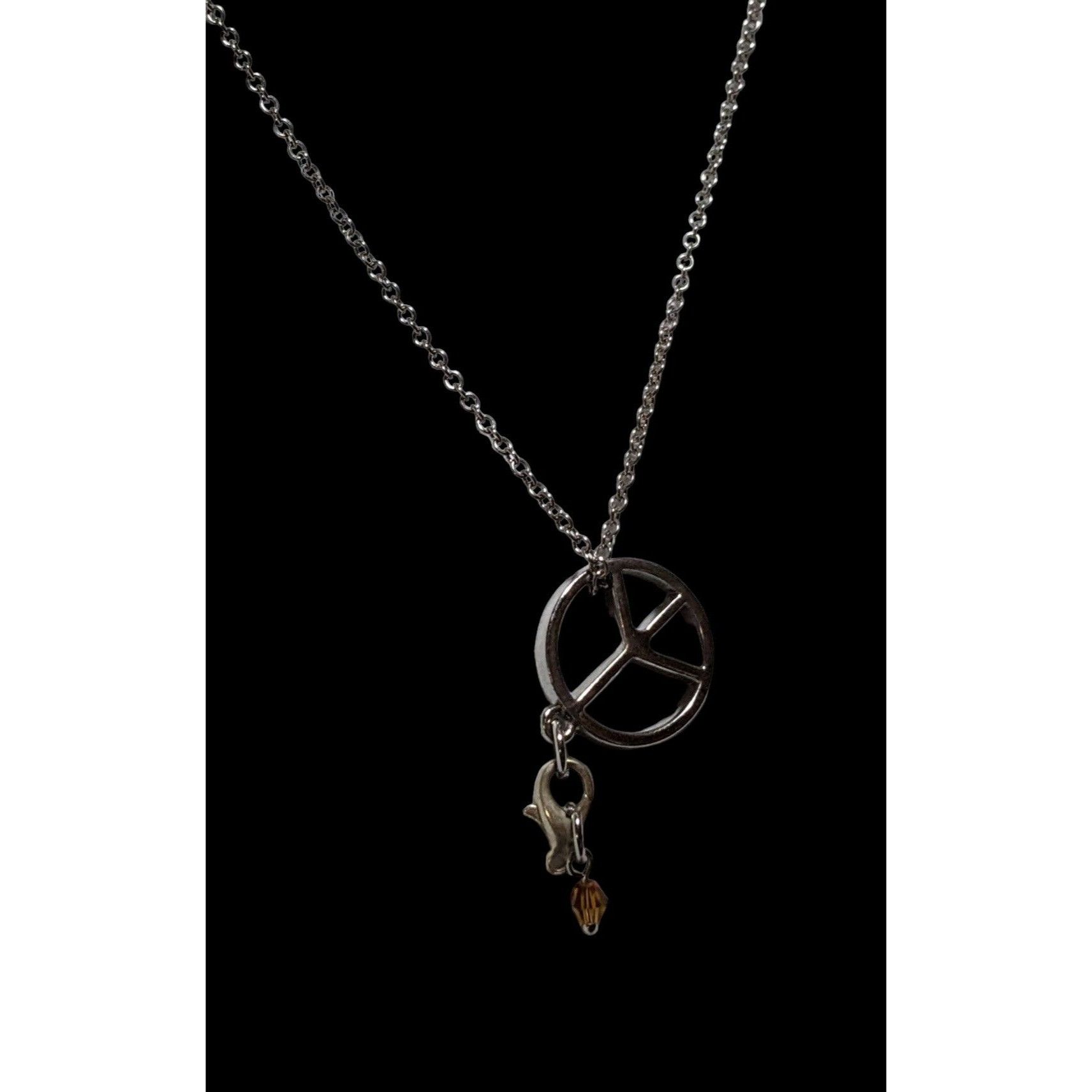 Other Silver Peace Sign Chain Charm Necklace Size ONE SIZE - 5 Thumbnail